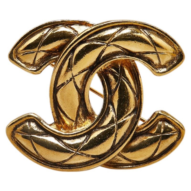 Chanel Chanel Chanel Coco Mark Matelasse Brooch Gold Plated Metal Brooch in Very Good Condition Size ONE SIZE - 1 Thumbnail