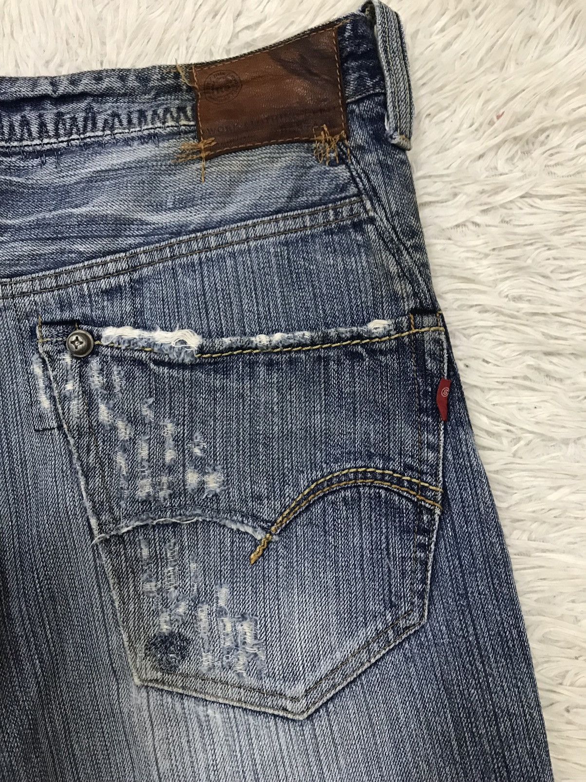 If Six Was Nine Vintage Bartack Work Clothing Distressed Denim Jeans Size US 34 / EU 50 - 12 Thumbnail