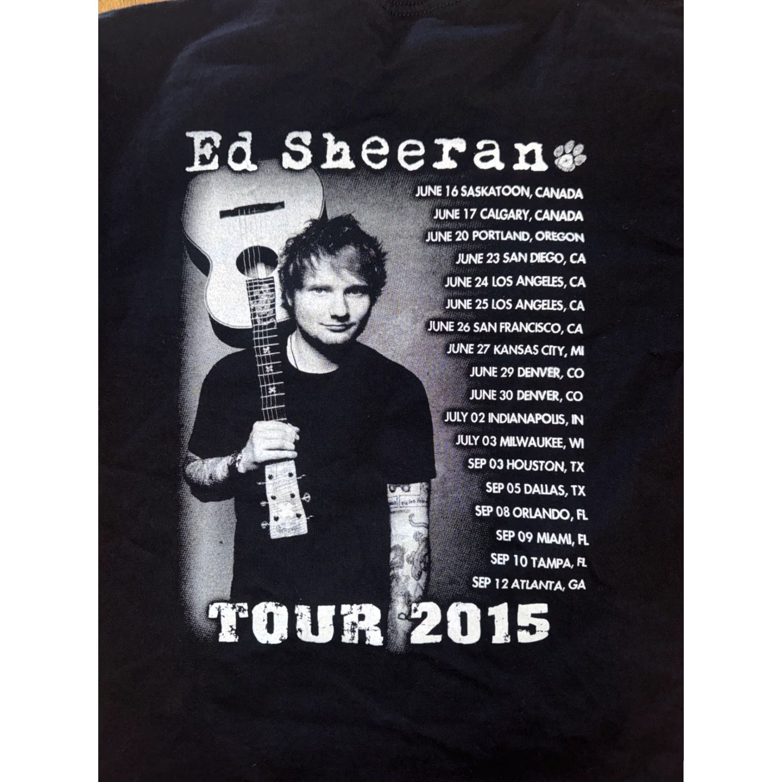 Vintage Ed Sheeran 2015 Tour T-Shirt Black Medium 18x27.5 Thinking Out Land Band Tee Size US M / EU 48-50 / 2 - 5 Thumbnail