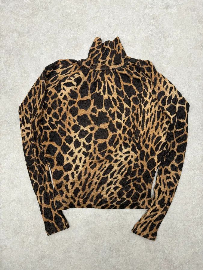 Vintage 2000s Plein Sud Vulcano Leopard Effect Turtleneck Longsleeves Top Size S / US 4 / IT 40 - 4 Thumbnail