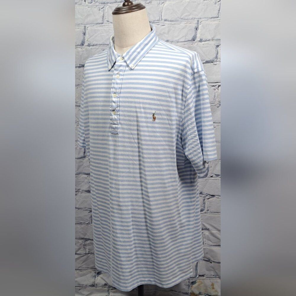Ralph Lauren Ralph Lauren Knit Oxford Polo Shirt Blue White Striped 2XLT Size US XXL / EU 58 / 5 - 4 Thumbnail