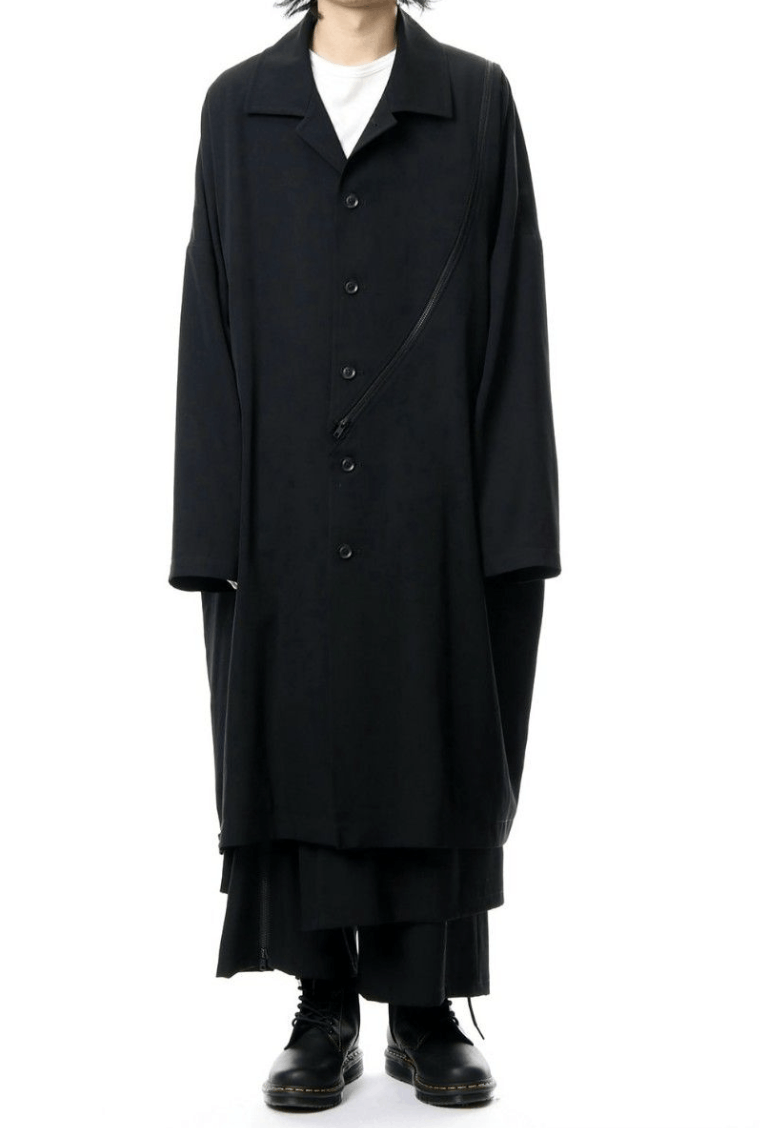 Yohji Yamamoto B Yohji Yamamoto - W/Gabardine Bias Fastener Long Coat Size US L / EU 52-54 / 3 - 6 Thumbnail