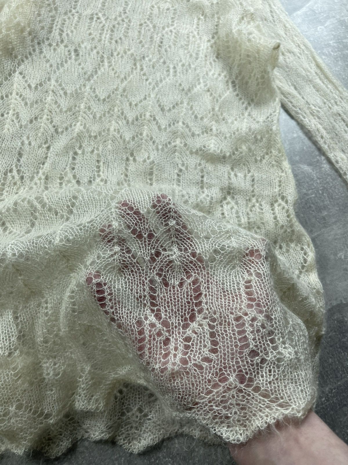 Vintage Vintage Sheer Lace Knit Sweater Cream Ivory Women’s Size M / US 6-8 / IT 42-44 - 6 Thumbnail
