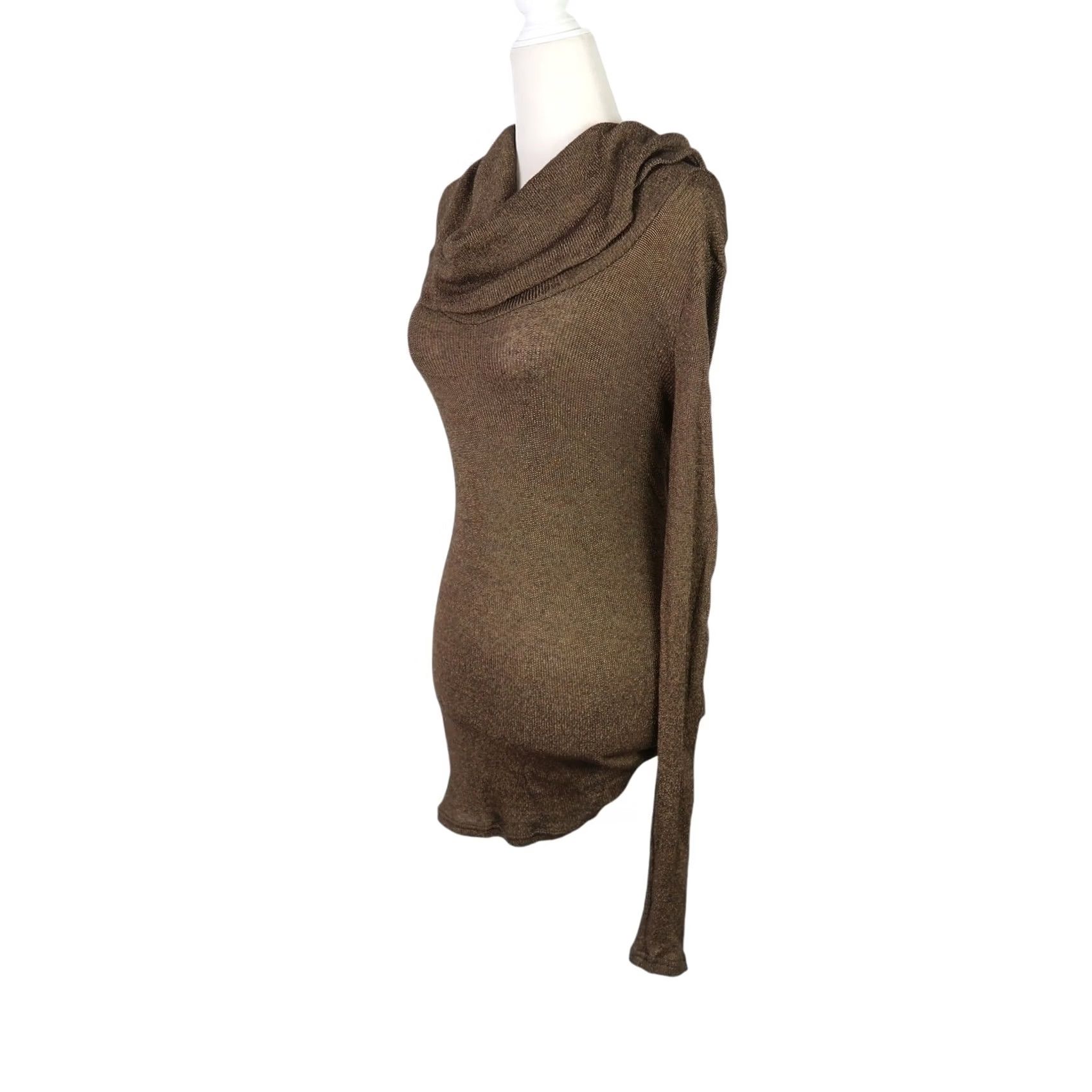 Michael Stars Michael Stars brown off-the-shoulder cowl neck knit tunic top Womens Long Sleeve S Cotton Nylon Modern Tunic Autumn Spring Size S / US 4 / IT 40 - 5 Thumbnail