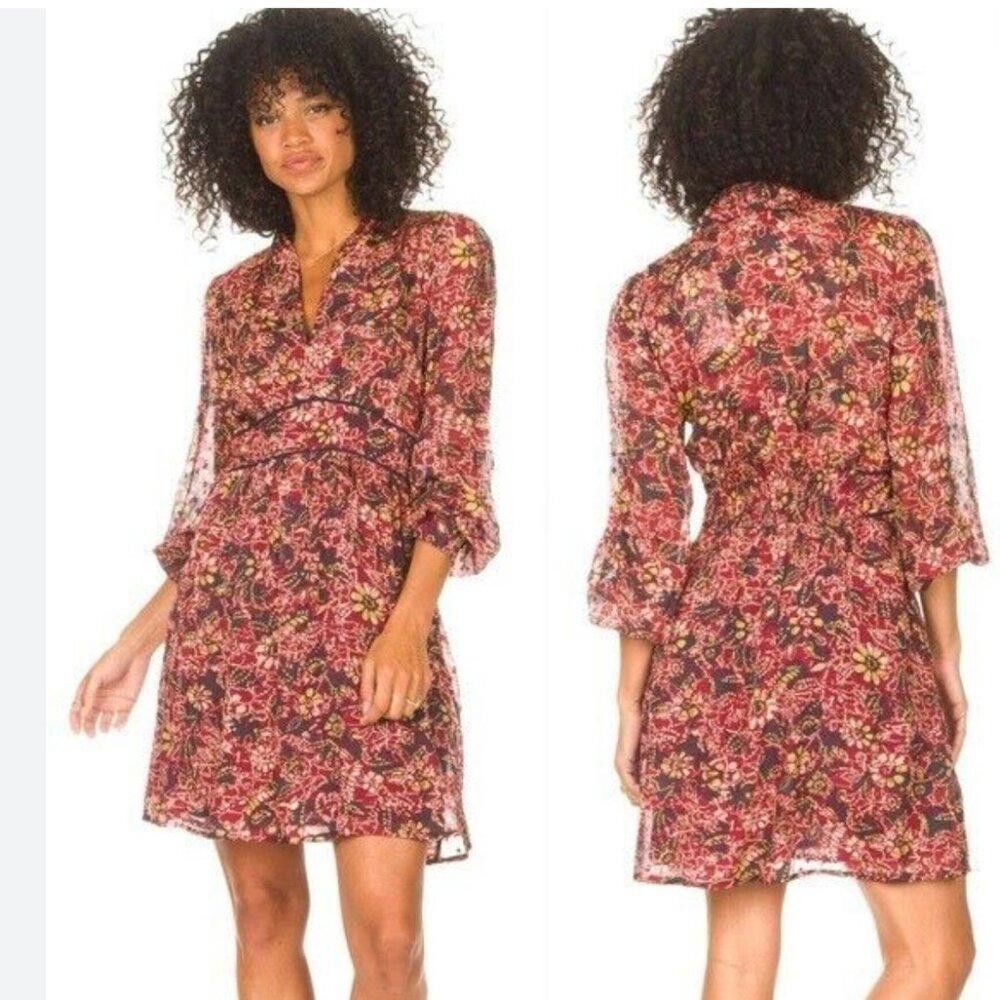 ba&sh BA&SH Giani Floral Printed Mini Dress in Red Size XS Size XS / US 0-2 / IT 36-38 - 5 Thumbnail