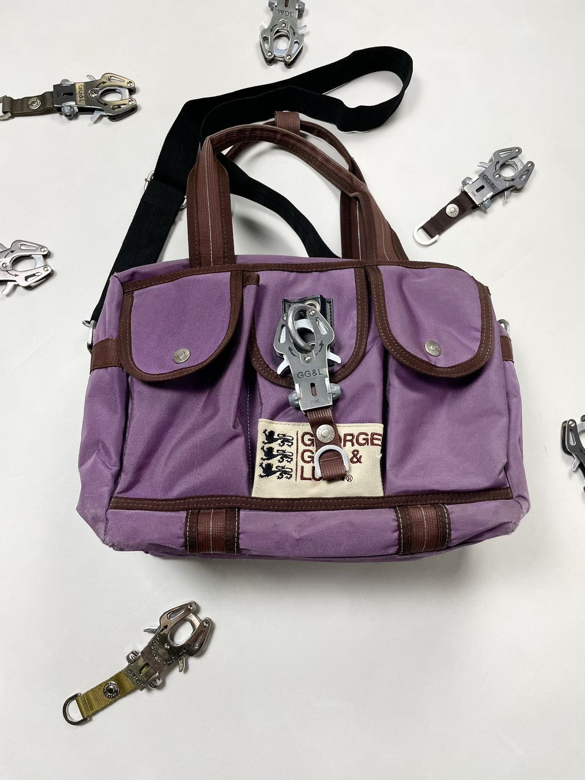 Japanese Brand George Gina & Lucy Six Pack Vintage Purple Carabiner Bag GGL Size ONE SIZE - 2 Thumbnail