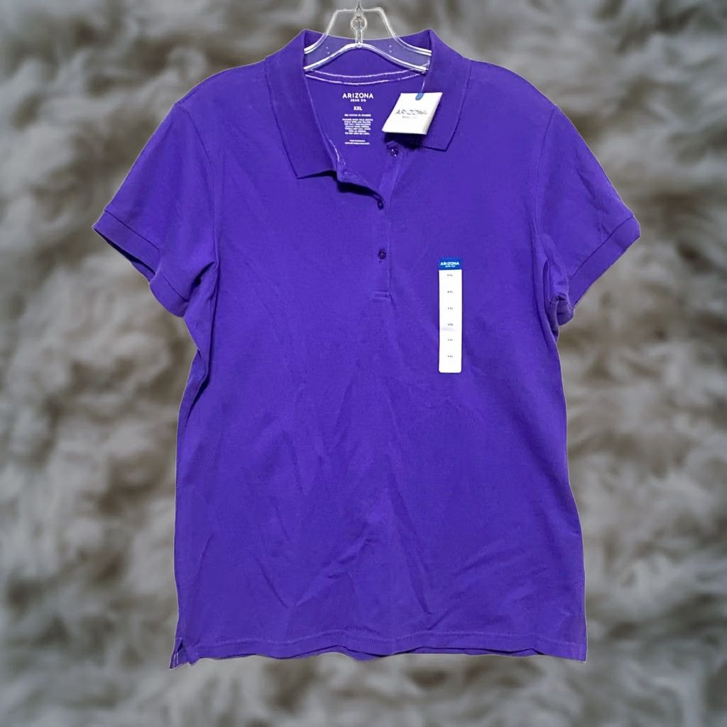 Vintage Arizona Jean Co Purple Polo Shirt Womens XXL Stretch Preppy Uniform Casual NWT Polo Short Sleeve Pullover Cotton Blend Spandex Size XXL / US 16-18 / IT 52-54 - 1 Thumbnail