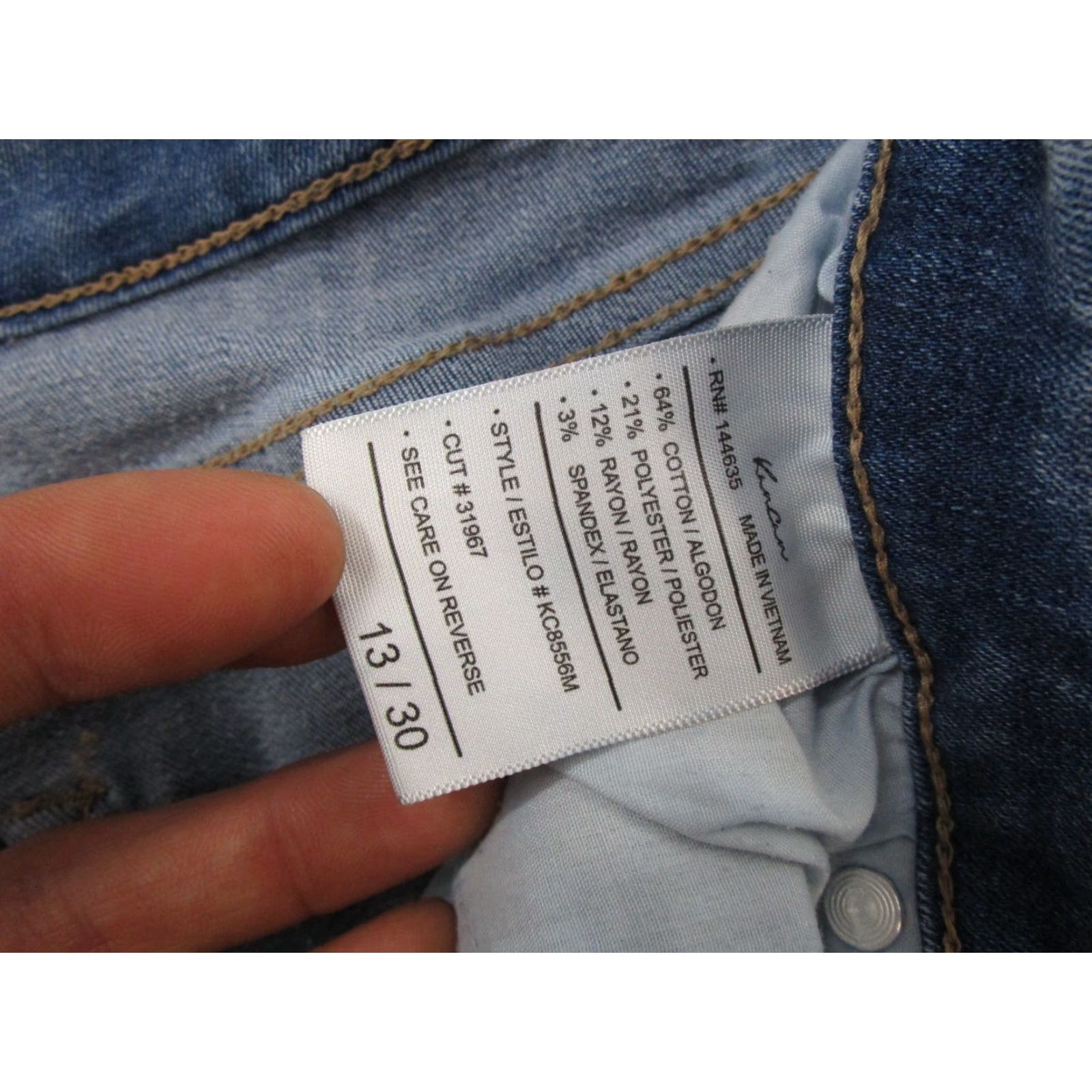Vintage Kancan Womens Jeans Distressed Medium Wash Size 13 30 Stretch Denim 5-Pocket Ankle Regular Fit Blue Medium Wash Womens Jeans Size 34" / US 12 / IT 48 - 5 Thumbnail