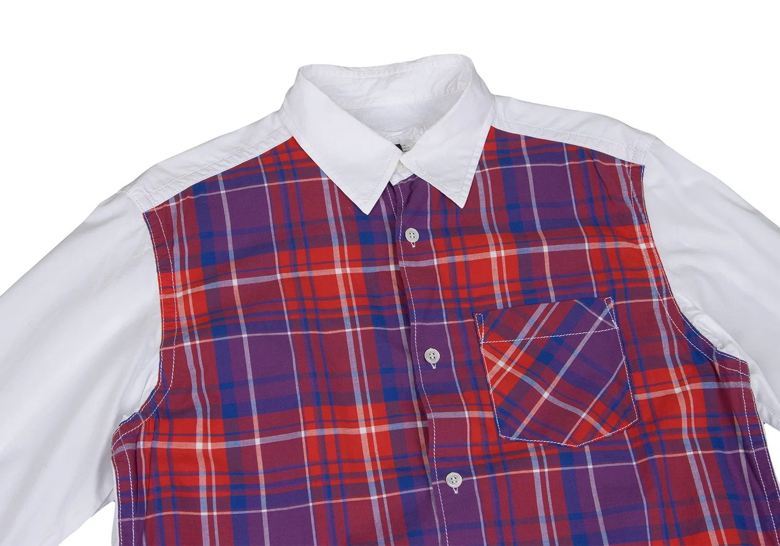 Ganryu Check Mesh Long Sleeve Shirt in Red and White, L Size US L / EU 52-54 / 3 - 2 Thumbnail