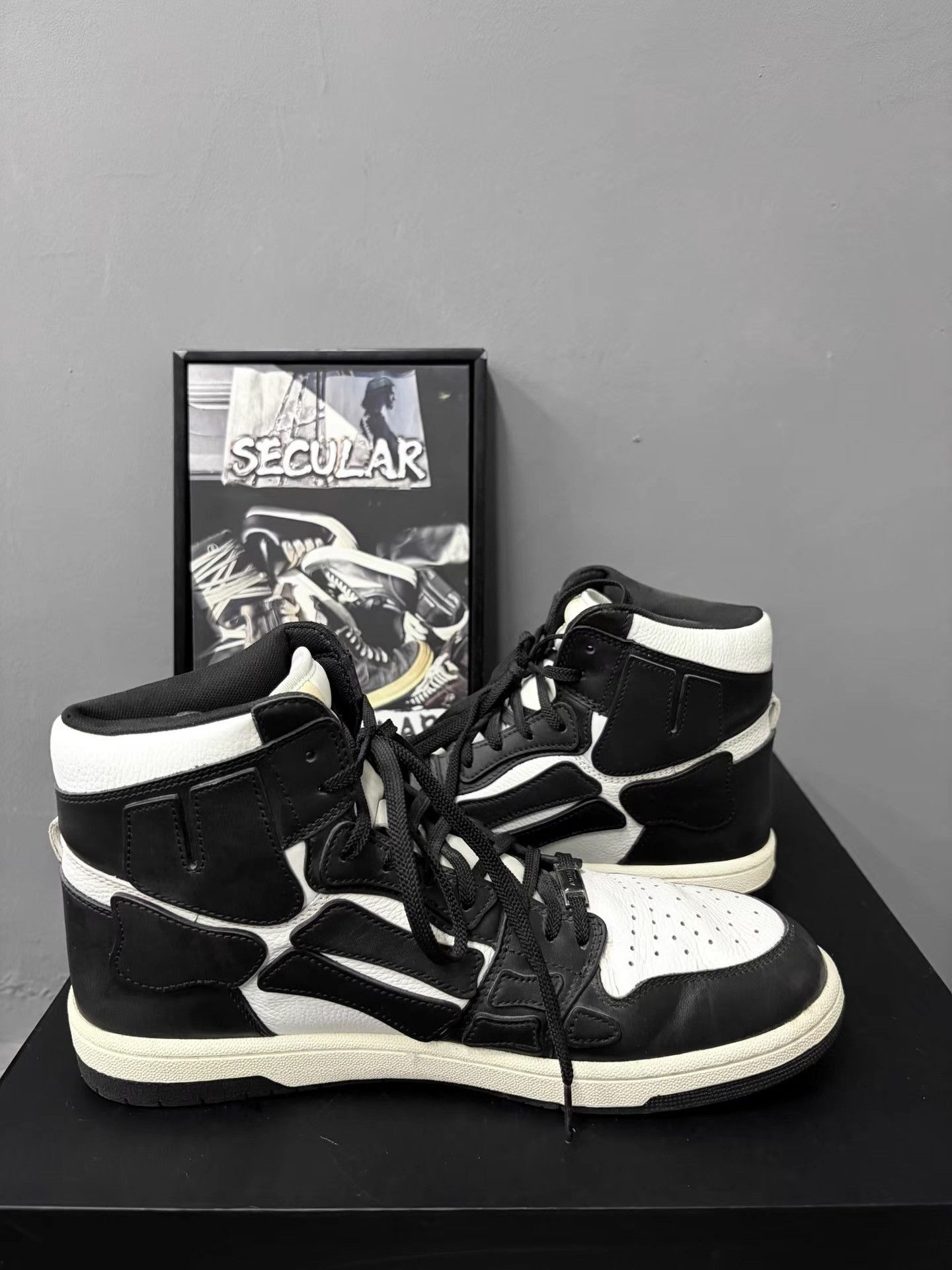 Amiri Amiri Skel-Toe Bone High-Top Black White Men's Sneakers K34 Size US 13 / EU 46 - 6 Thumbnail