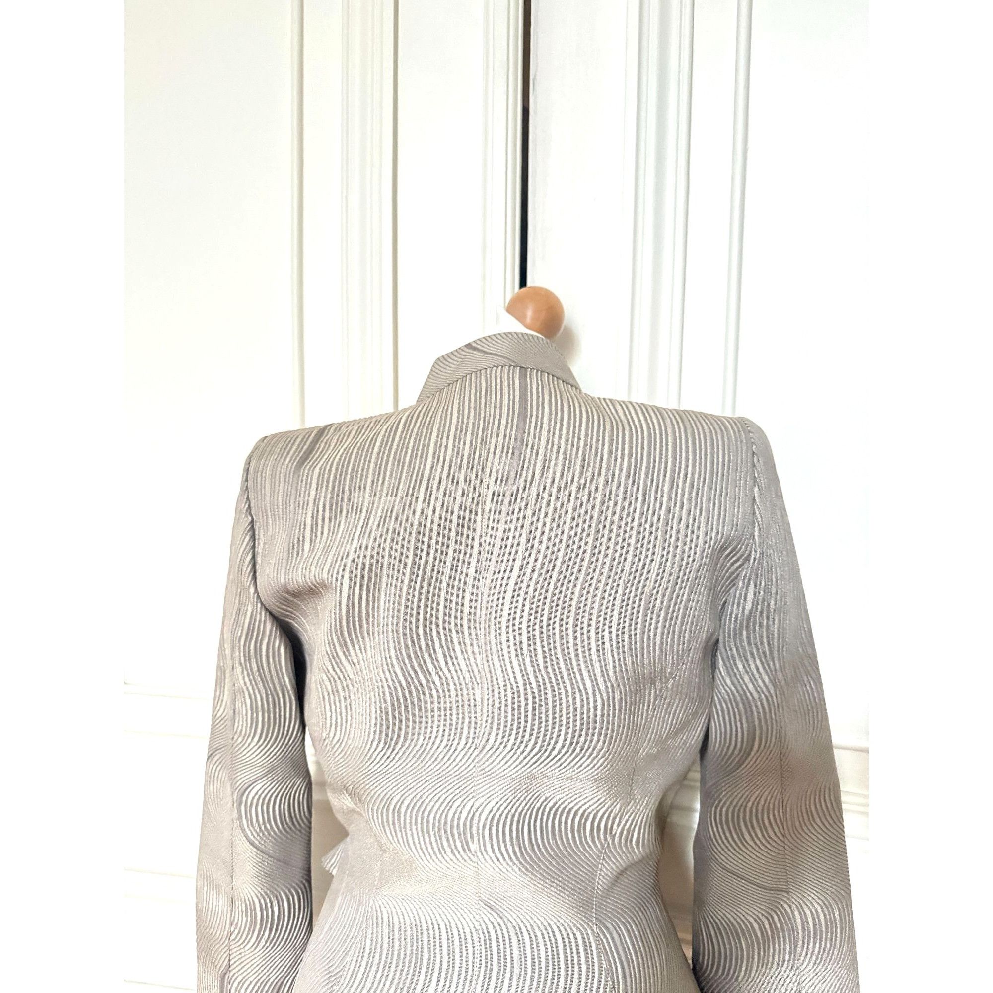 Thierry Mugler Vintage Grey Wave Blazer Jacket Size S / US 4 / IT 40 - 5 Thumbnail