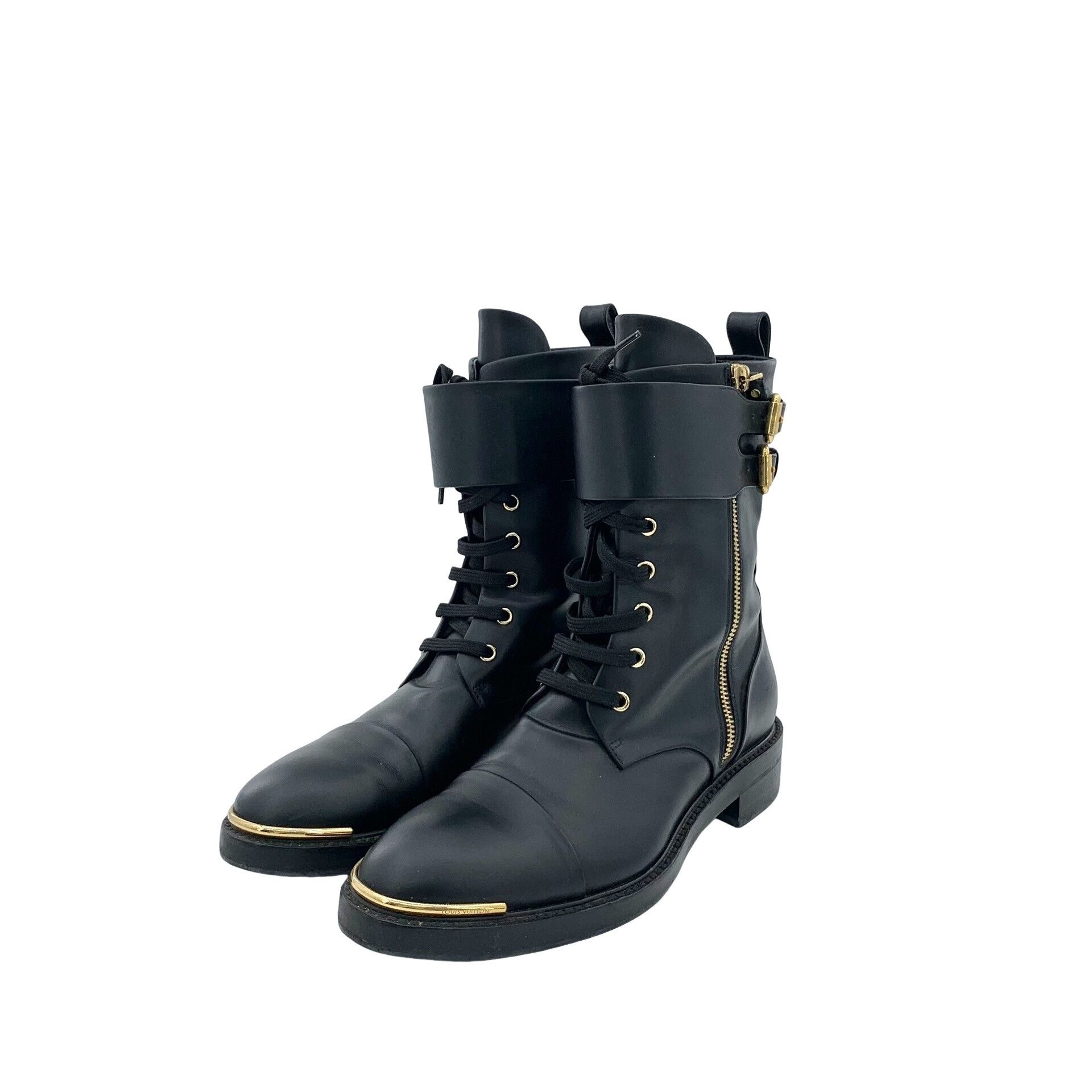 Louis Vuitton Louis Vuitton Buckle Leather Mid-Calf Boots 37.5 Size US 6.5 / IT 36.5 - 1 Thumbnail