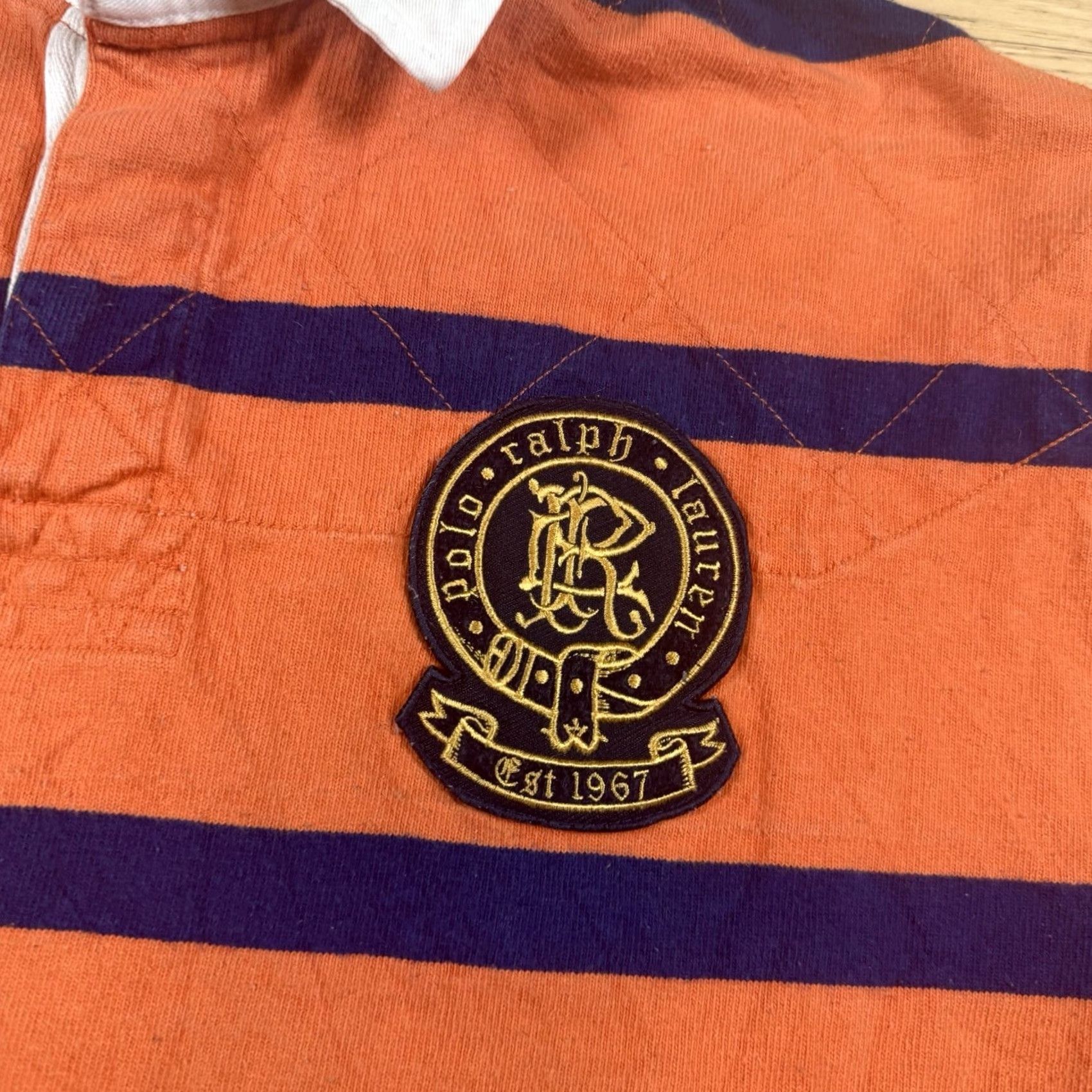 Ralph Lauren VINTAGE Ralph Lauren Polo Rugby Shirt Mens XL Blue Orange Crest 1967 NYC Striped Shirt Mens Size US XL / EU 56 / 4 - 3 Thumbnail