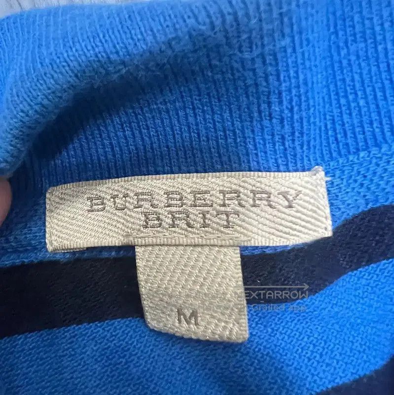 Burberry Striped Blue Cotton Men's Polo Shirt.