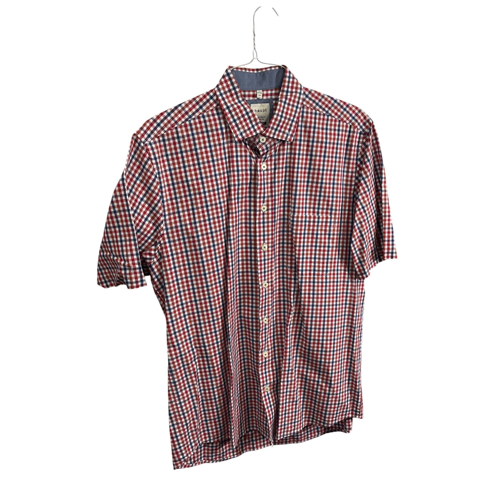Haupt Haupt Mens Red/Blue/White Gingham Short Sleeve Button-Up Shi Size US L / EU 52-54 / 3 - 1 Thumbnail