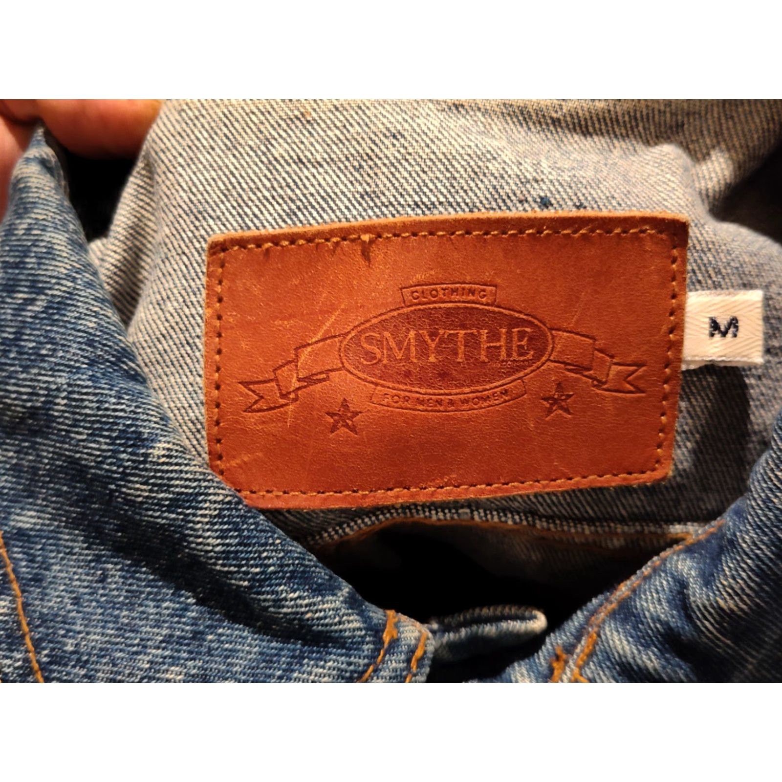 SMYTHE VINTAGE Smythe Denim Jean Jacket Unisex Adults Medium Blue Short Cotton 90s Biker Pockets Button Closure - Casual Jacket Size US 31 - 6 Thumbnail