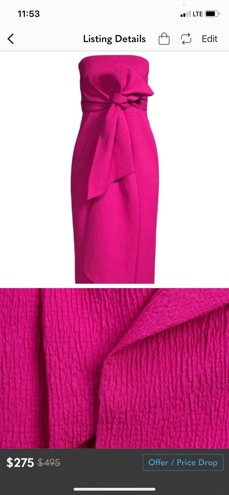 image of Rebecca Vallance Tie Midi Dress Magenta Midi Dress in Pink, Women's (Size Small)