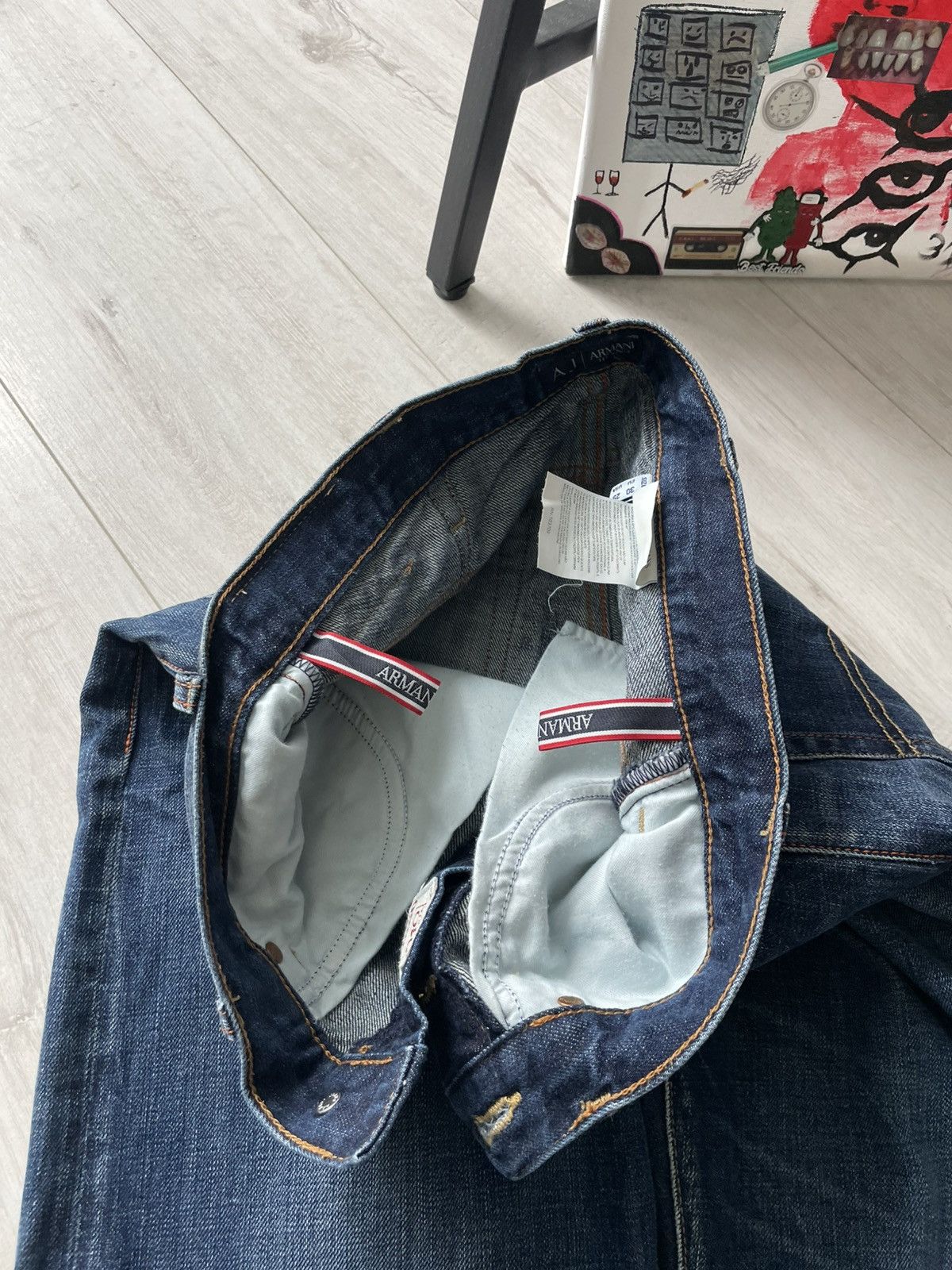 Armani Vintage 00’s Armani Jeans Denim Indigo Y2K Metal Logo RARE Size 30" / US 8 / IT 44 - 10 Thumbnail