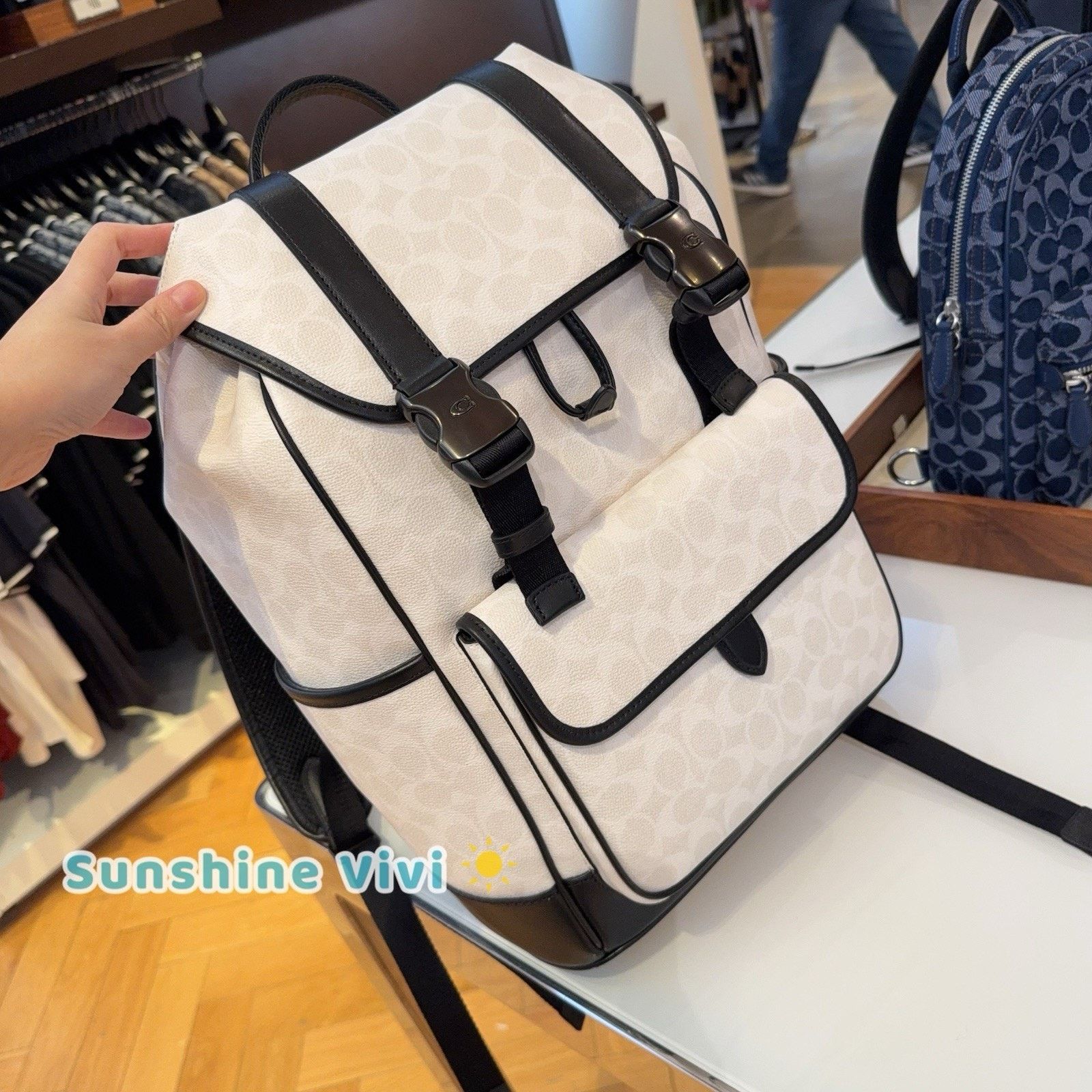 Coach NWT Coach MEN League Flap Backpack White/Black CU201 Size ONE SIZE - 7 Thumbnail