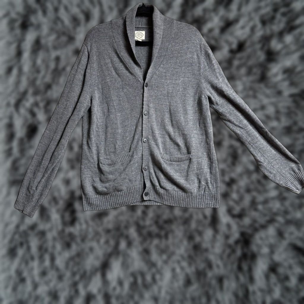 Vintage St Johns Bay Cardigan Mens L Grandpa Sweater Pockets Shawl Collar Classic Gray 100% Cotton Knit Pocketed Regular Mens Size US L / EU 52-54 / 3 - 1 Thumbnail