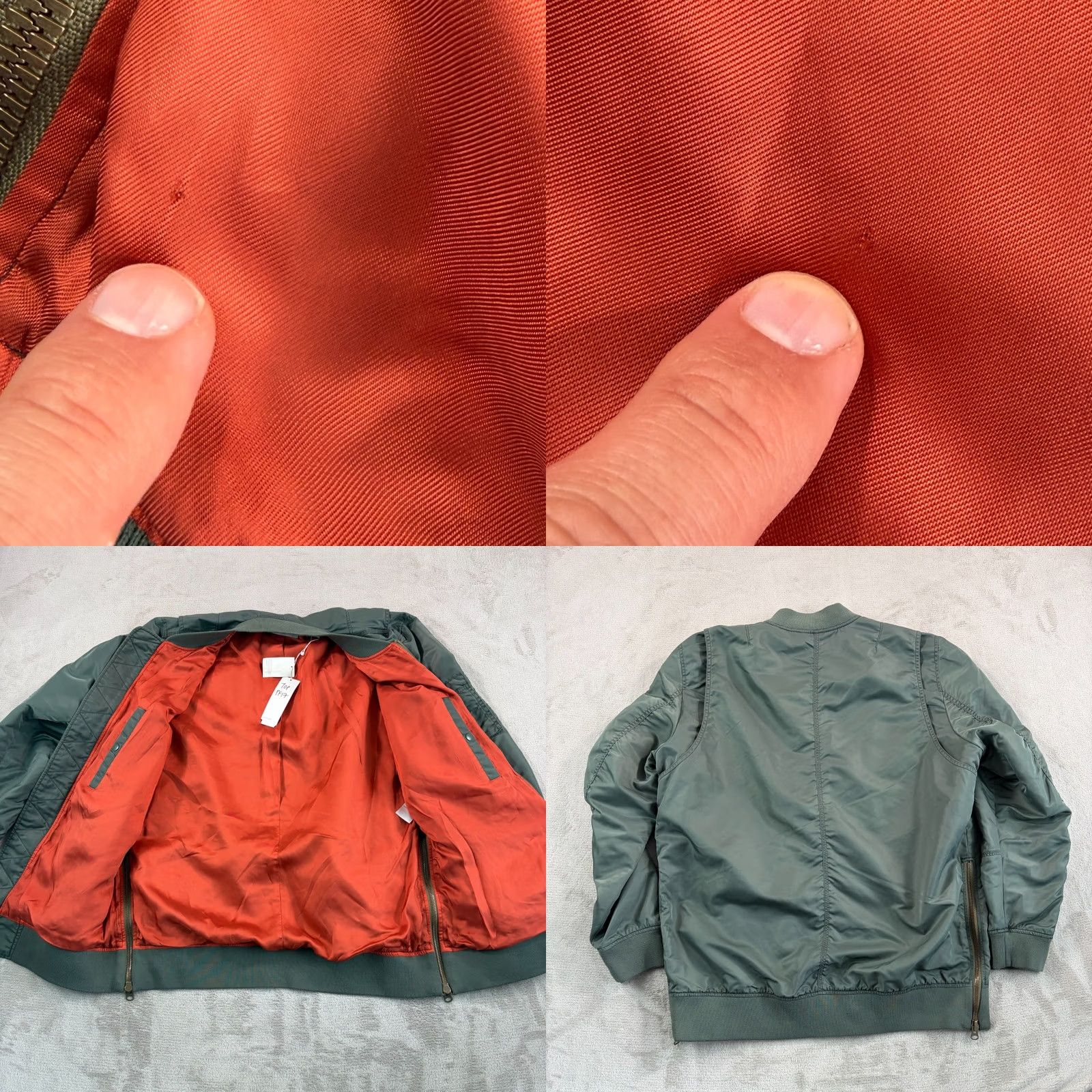 Vince Vince LongLine Aviator Bomber Jacket Men Large Green Full Zip Lined NWT Satin Polyamide Casual Fall Winter Spring Bomber Women’s? Size US L / EU 52-54 / 3 - 8 Thumbnail