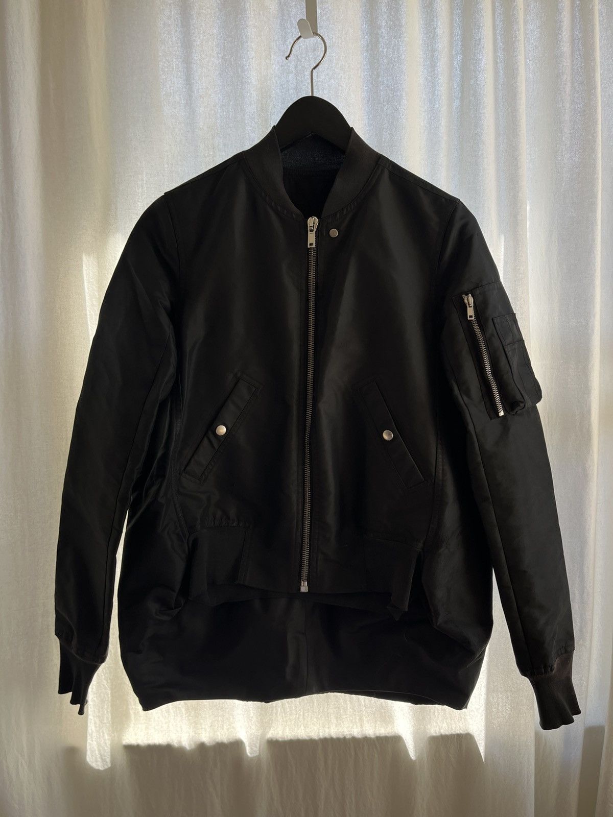 Rick Owens Rick Owens SS18 Asymmetric Flight Bomber Jacket (Black) Size S / US 4 / IT 40 - 1 Thumbnail