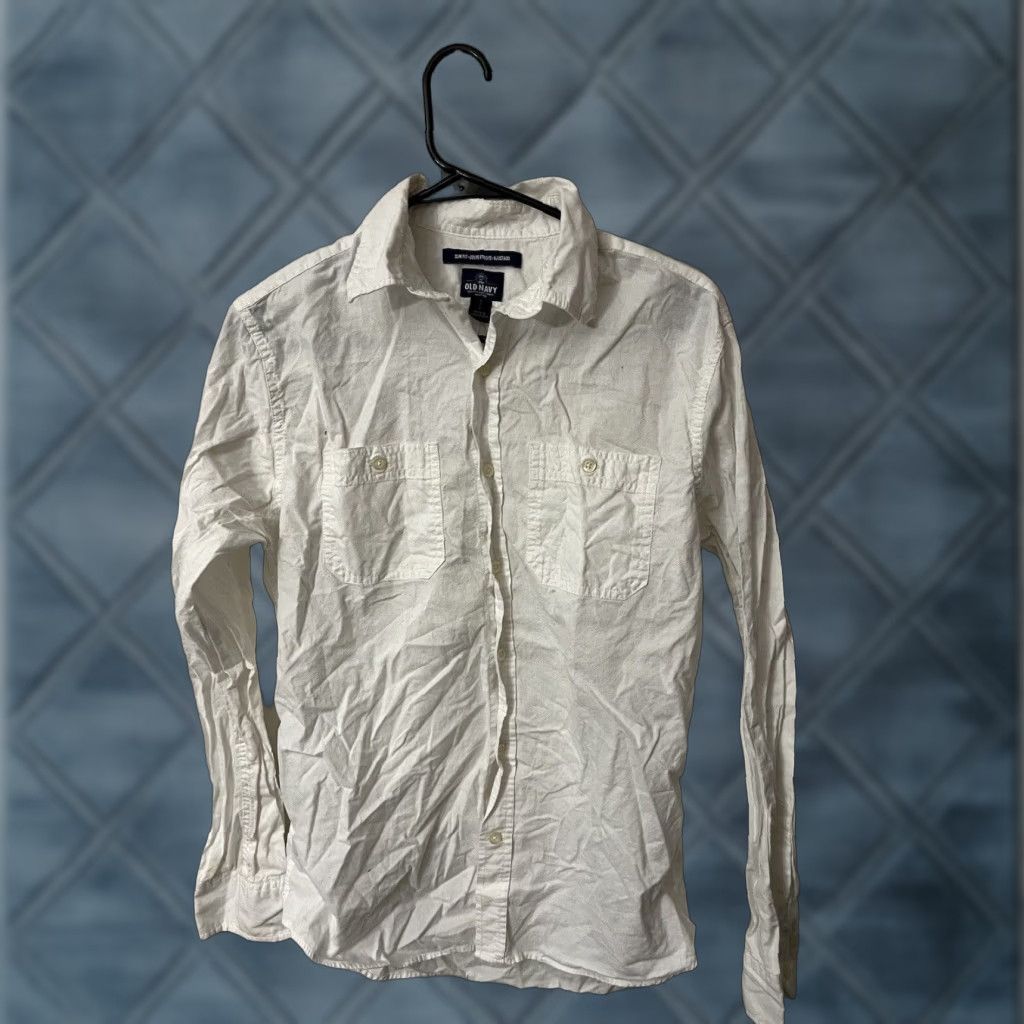 Old Navy VINTAGE? Old Navy Men Slim Fit White Small Long Sleeve Button-Up Shirt S White Striped 90s Mens Size US S / EU 44-46 / 1 - 1 Thumbnail