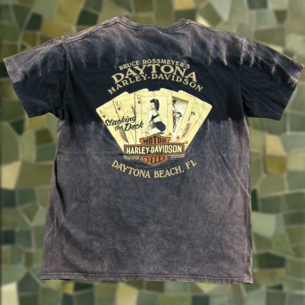 Harley Davidson VINTAGE Harley-Davidson Bruce Rossmeyer Stacking The Deck Daytona Beach T-Shirt Men L Brown 100% cotton Graphic Print Short Sleeve Crew Neck 80s 90s Size US L / EU 52-54 / 3 - 1 Thumbnail
