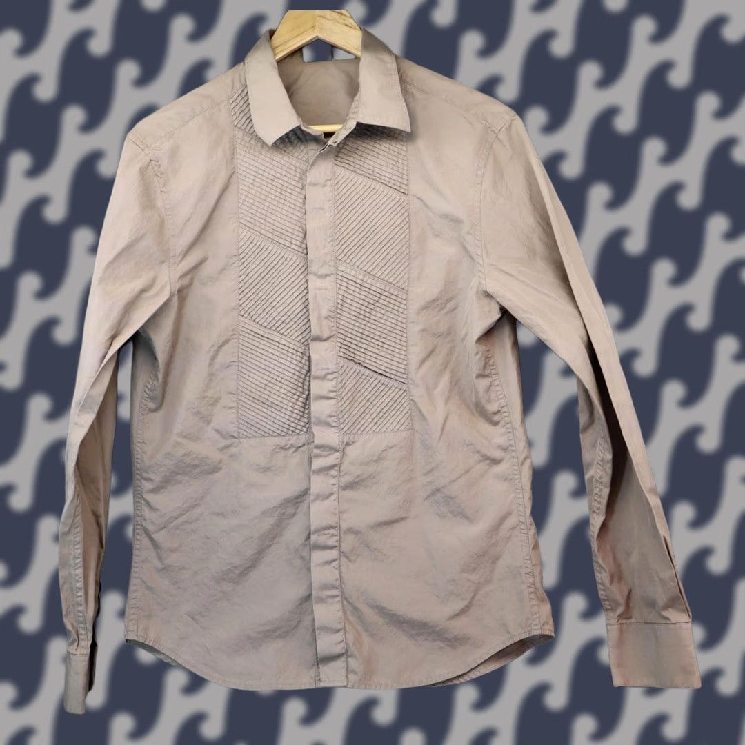 Armani Exchange Armani Exchange AX Shirt Men S Beige Button-Down Collared Long Sleeve Linen Solid Regular Model AX Designer Shirt Size US S / EU 44-46 / 1 - 1 Thumbnail