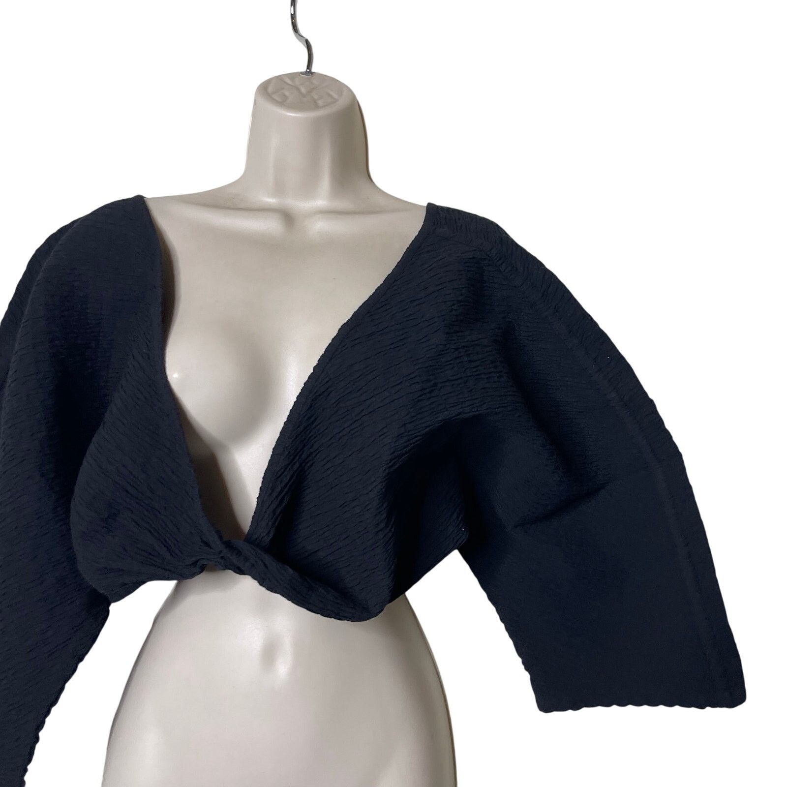 Mara Hoffman Mara Hoffman Justine Twist-Front Cropped Blouse Black sz L Size L / US 10 / IT 46 - 7 Thumbnail