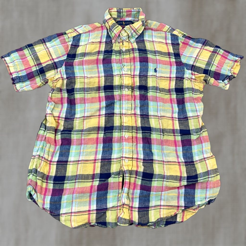 Ralph Lauren Ralph Lauren Linen Shirt Men L Yellow Pink Blue Button Up Tartan Plaid Prep Shirt Size US L / EU 52-54 / 3 - 1 Thumbnail