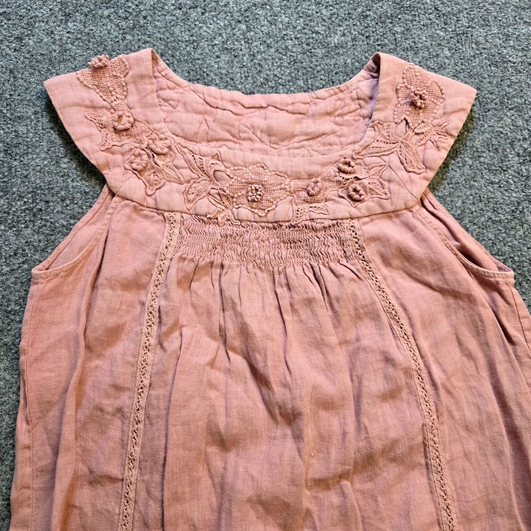 Zara Zara Dress Womens Small Pink Linen Sheath Embroidered Casual Beachy Knits? (Note: Original provided no stretch) Size S / US 4 / IT 40 - 2 Thumbnail