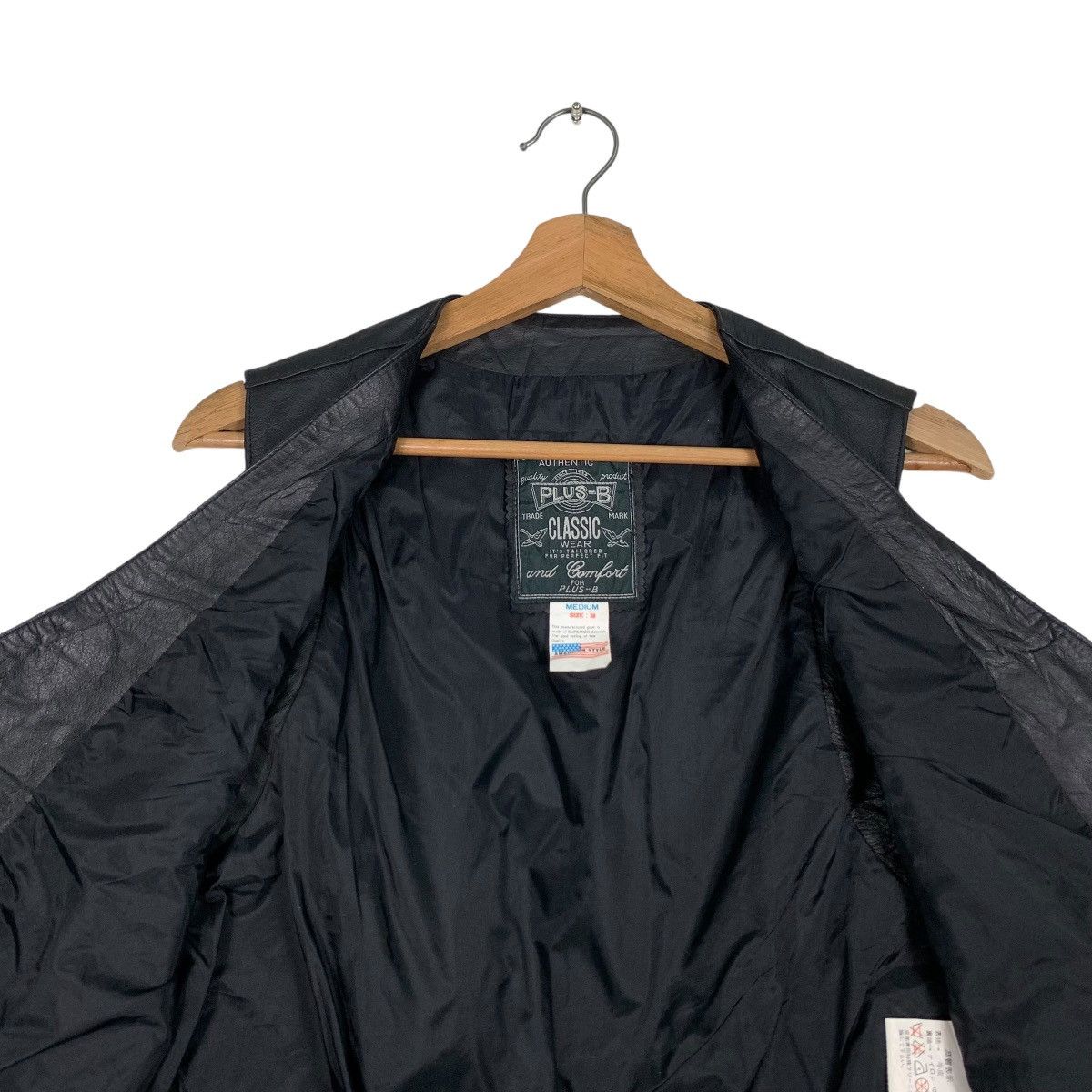 Japanese Brand PLUS-B Cowhide Black Leather Vest #1233-C56 Size US M / EU 48-50 / 2 - 12 Thumbnail