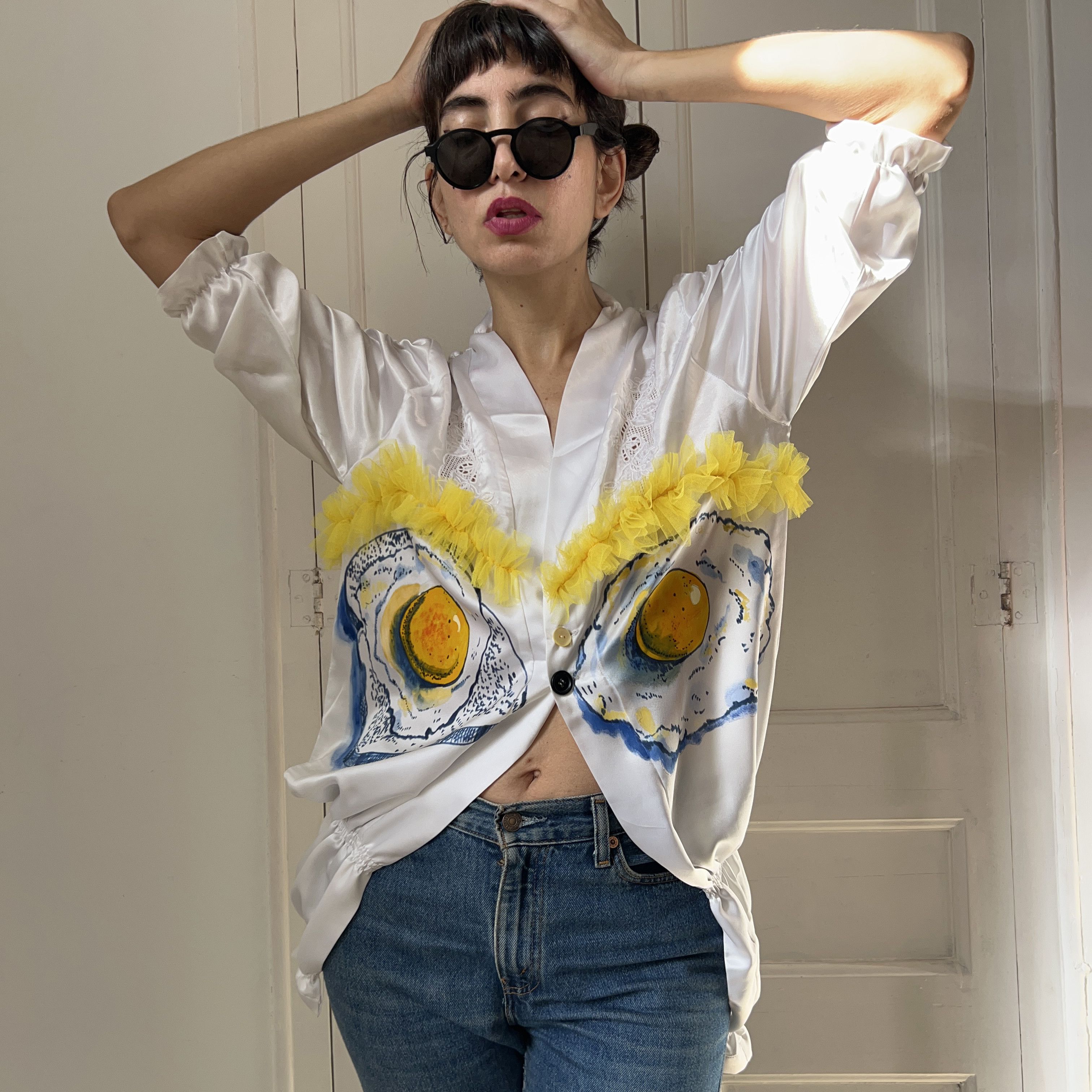Custommade Vintage Reworked Sleep Fried Eggs Shirt Size XS / US 0-2 / IT 36-38 - 4 Thumbnail