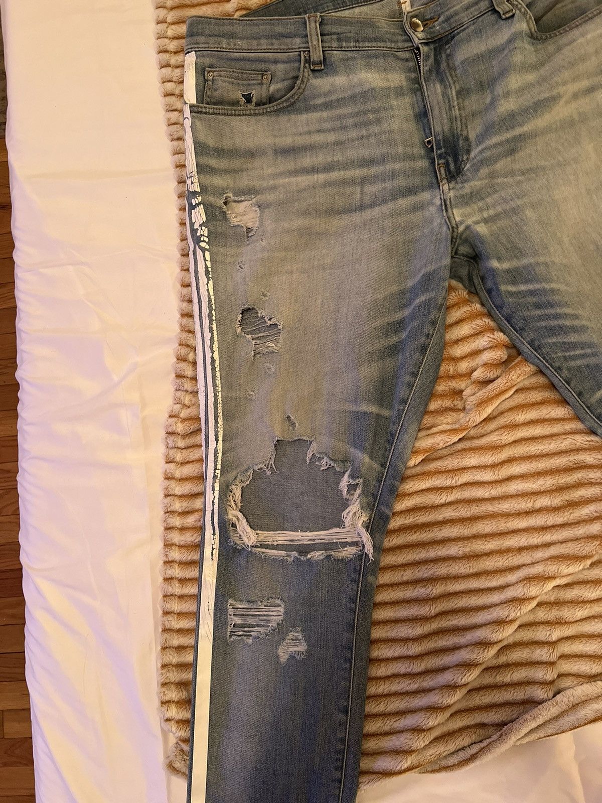 Amiri Amiri OG Blue Broken Track Jeans (sz 38) Size US 38 / EU 54 - 4 Thumbnail