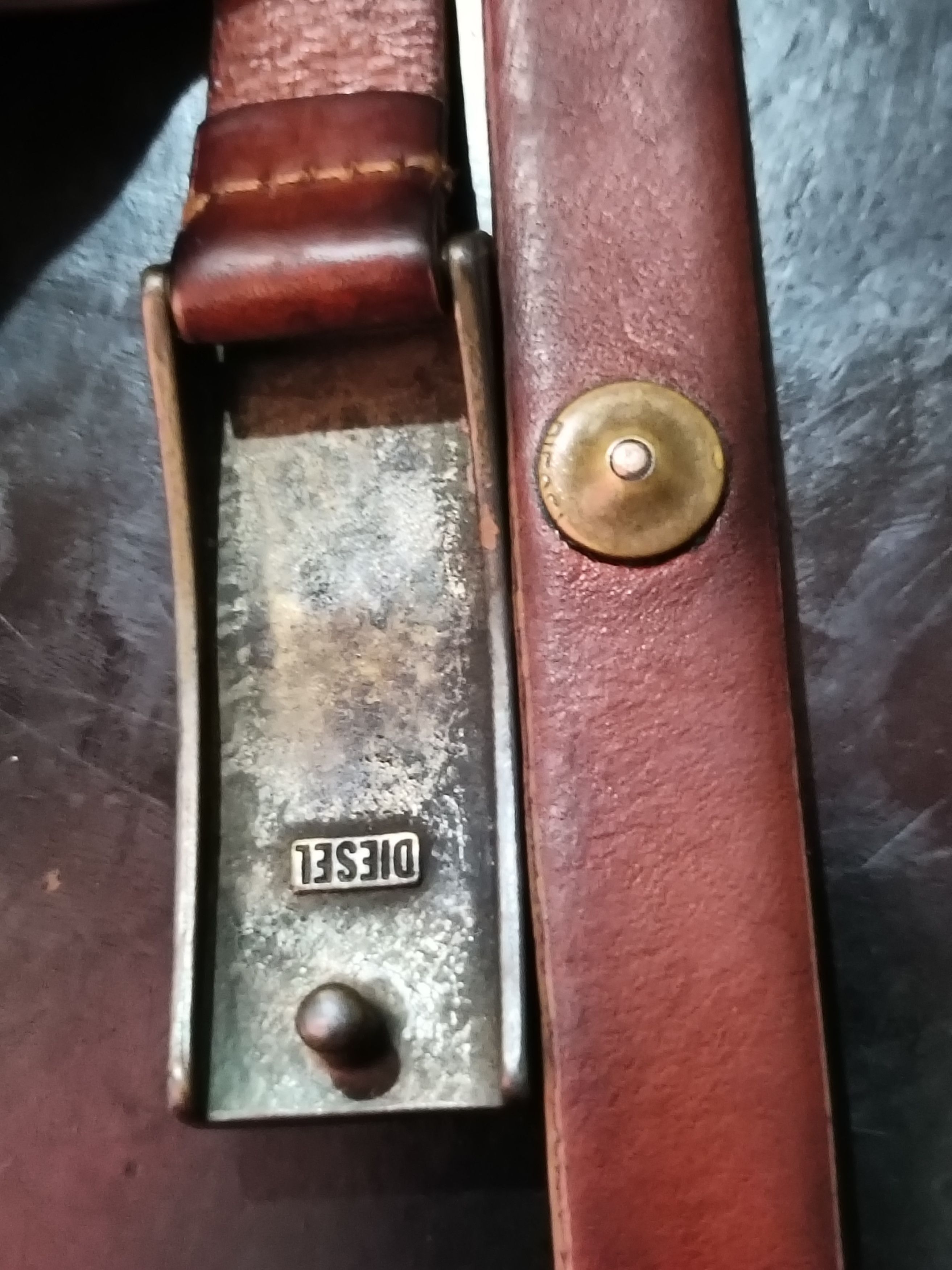 Diesel Vintage diesel brass buckle leather belt Size 36 - 3 Thumbnail