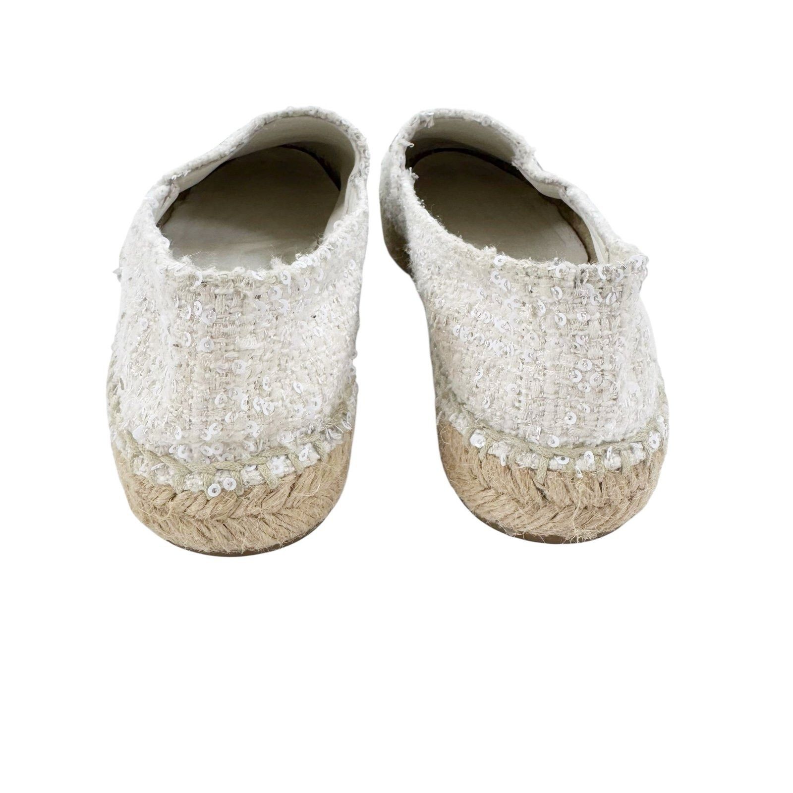 Chanel Chanel Tweed Sequin Logo Cap Toe Espadrilles Cream Size EU37 Size US 6.5 / IT 36.5 - 7 Thumbnail