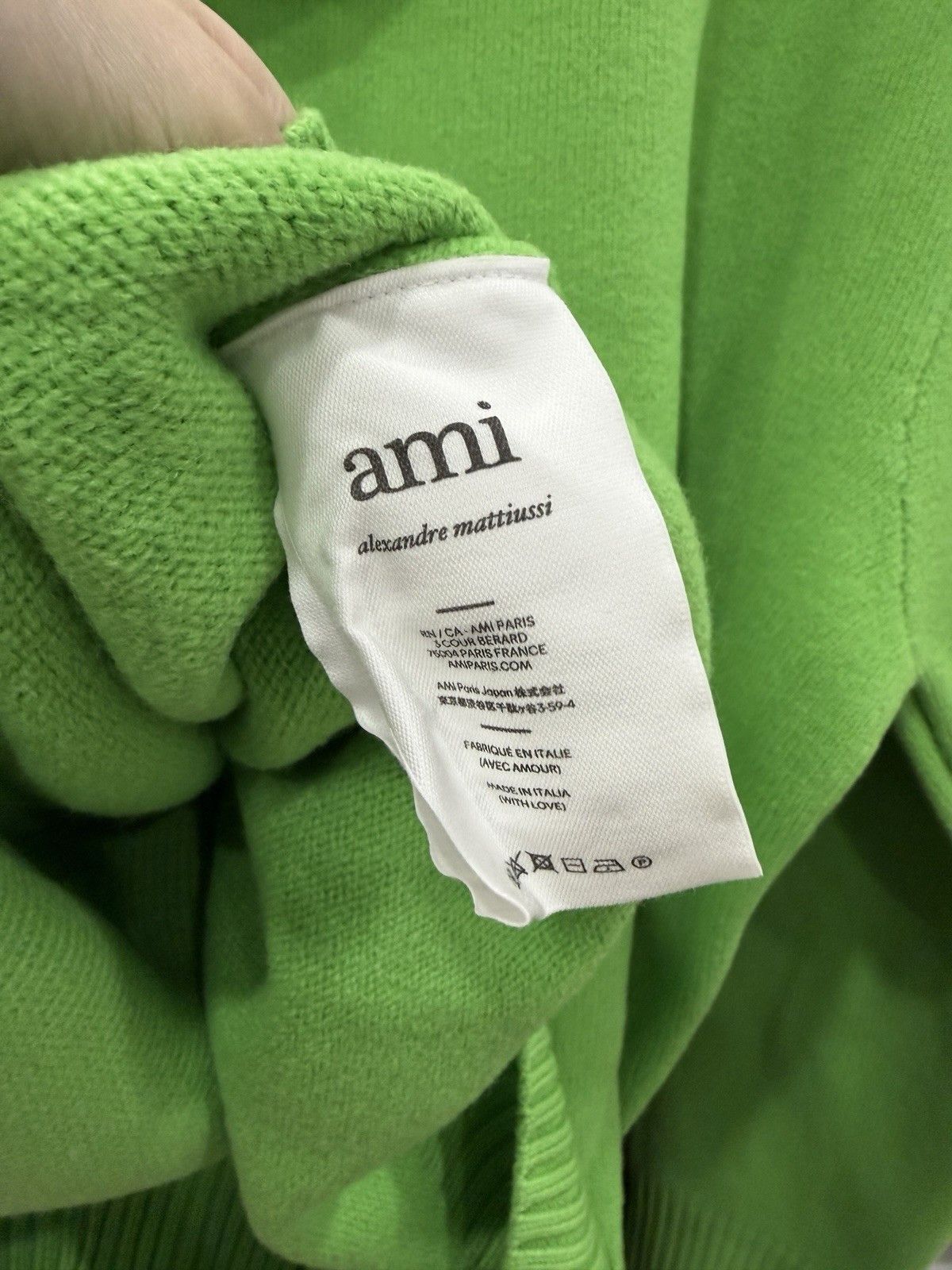 AMI Ami Paris Ami de Coeur Merino Wool Knit Green Hood Large Size US L / EU 52-54 / 3 - 6 Thumbnail