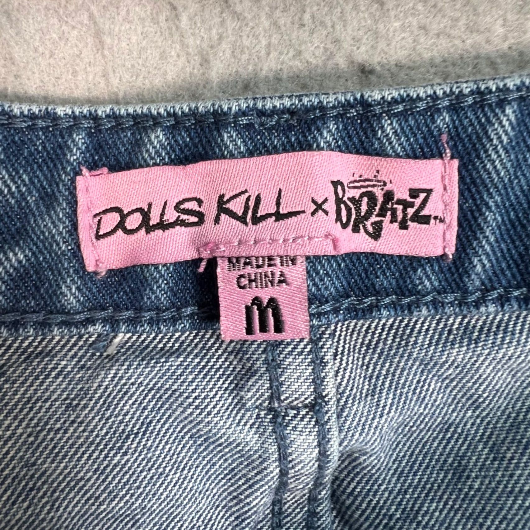 Dolls Kill VINTAGE Dolls Kill X Bratz WOMENS Jeans High-Waisted Tapered M Blue Rhinestone Detail 90s Mens Womens Girls Size 32" / US 10 / IT 46 - 3 Thumbnail