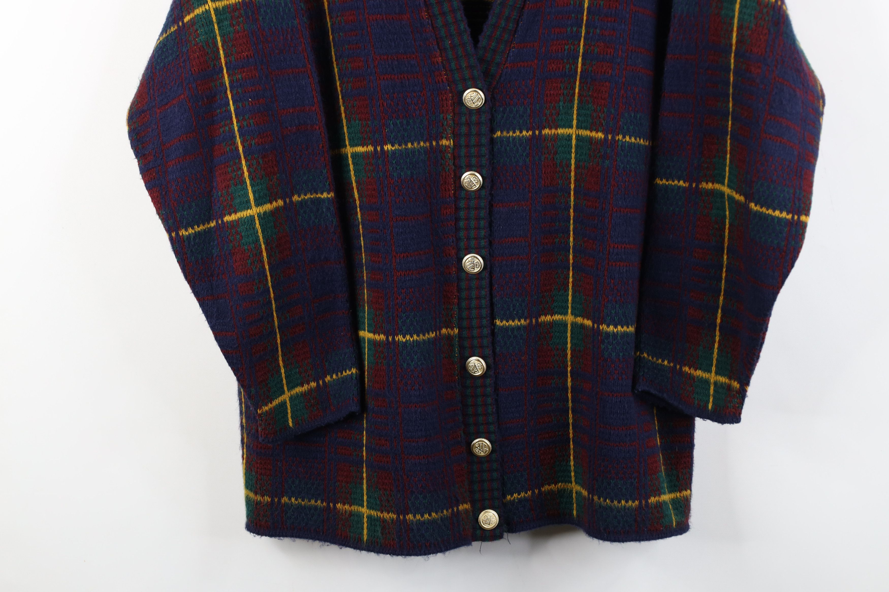 Vintage Vintage 90s Streetwear Plaid Knit Cardigan Sweater USA Size S / US 4 / IT 40 - 3 Thumbnail