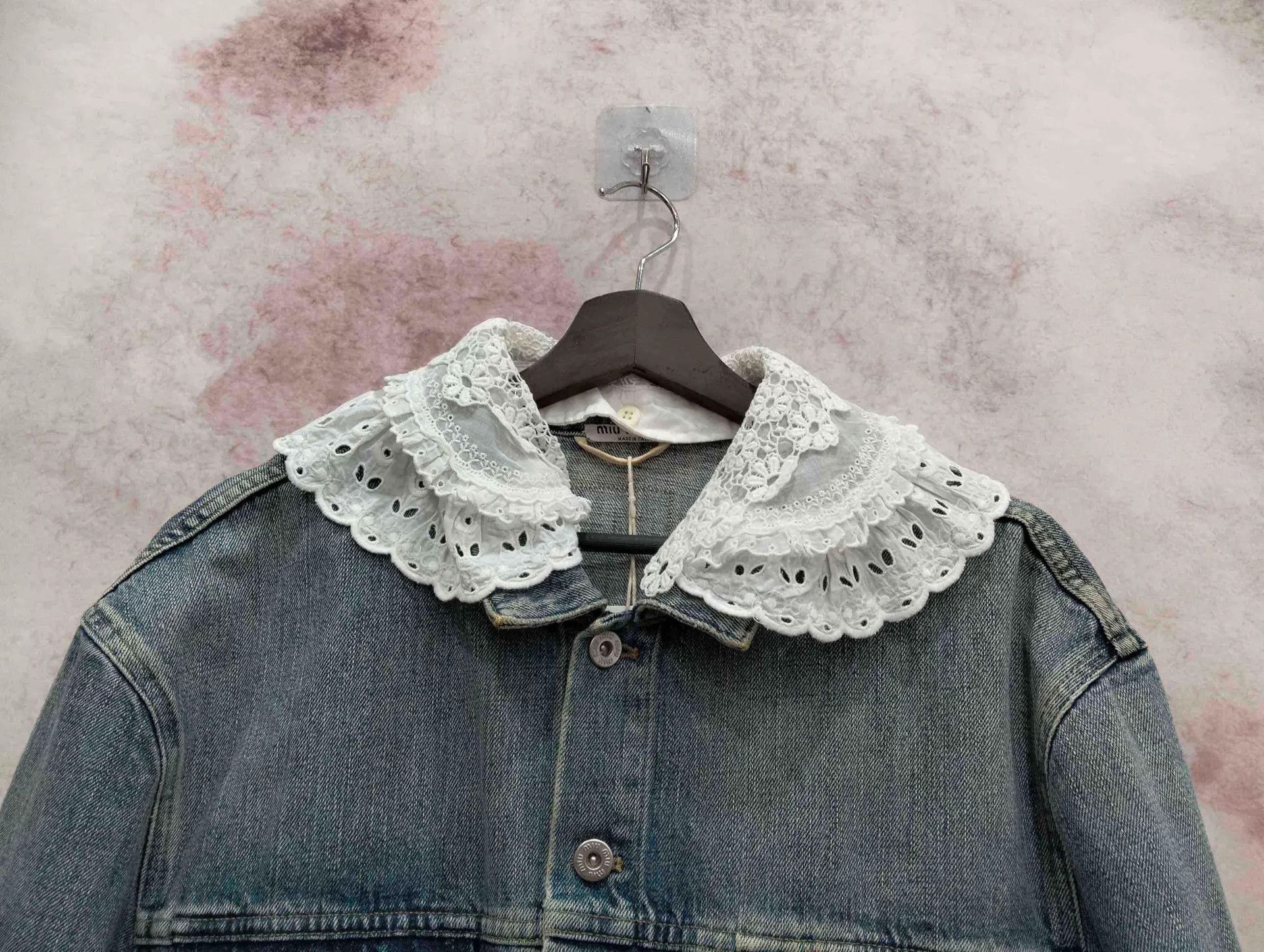 Miu Miu MIU MIU Women's Lace Petal Collar Denim Jacket 40 Size S / US 4 / IT 40 - 7 Thumbnail