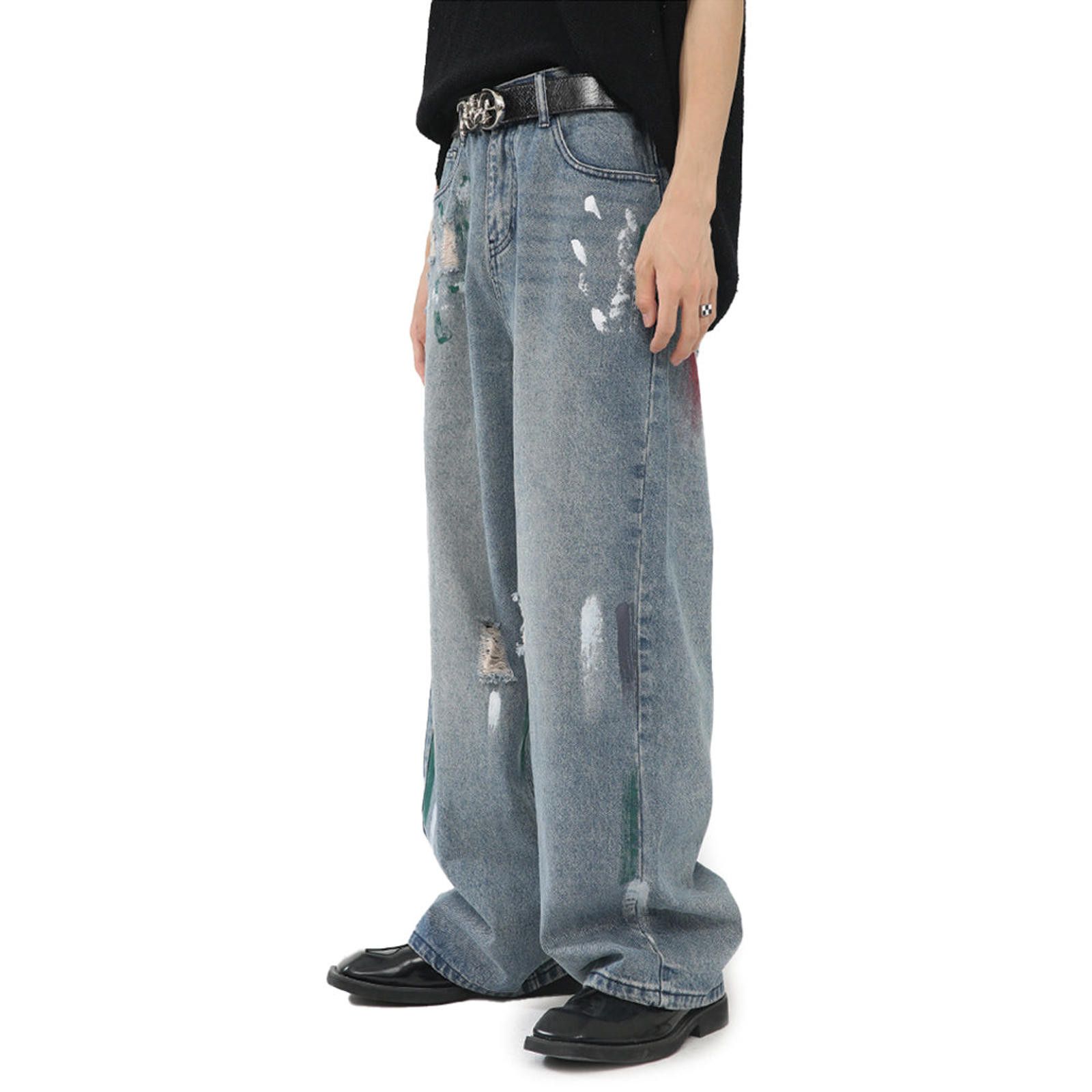 Japanese Brand Painted Wide Leg Denim Jeans Size US 32 / EU 48 - 9 Thumbnail