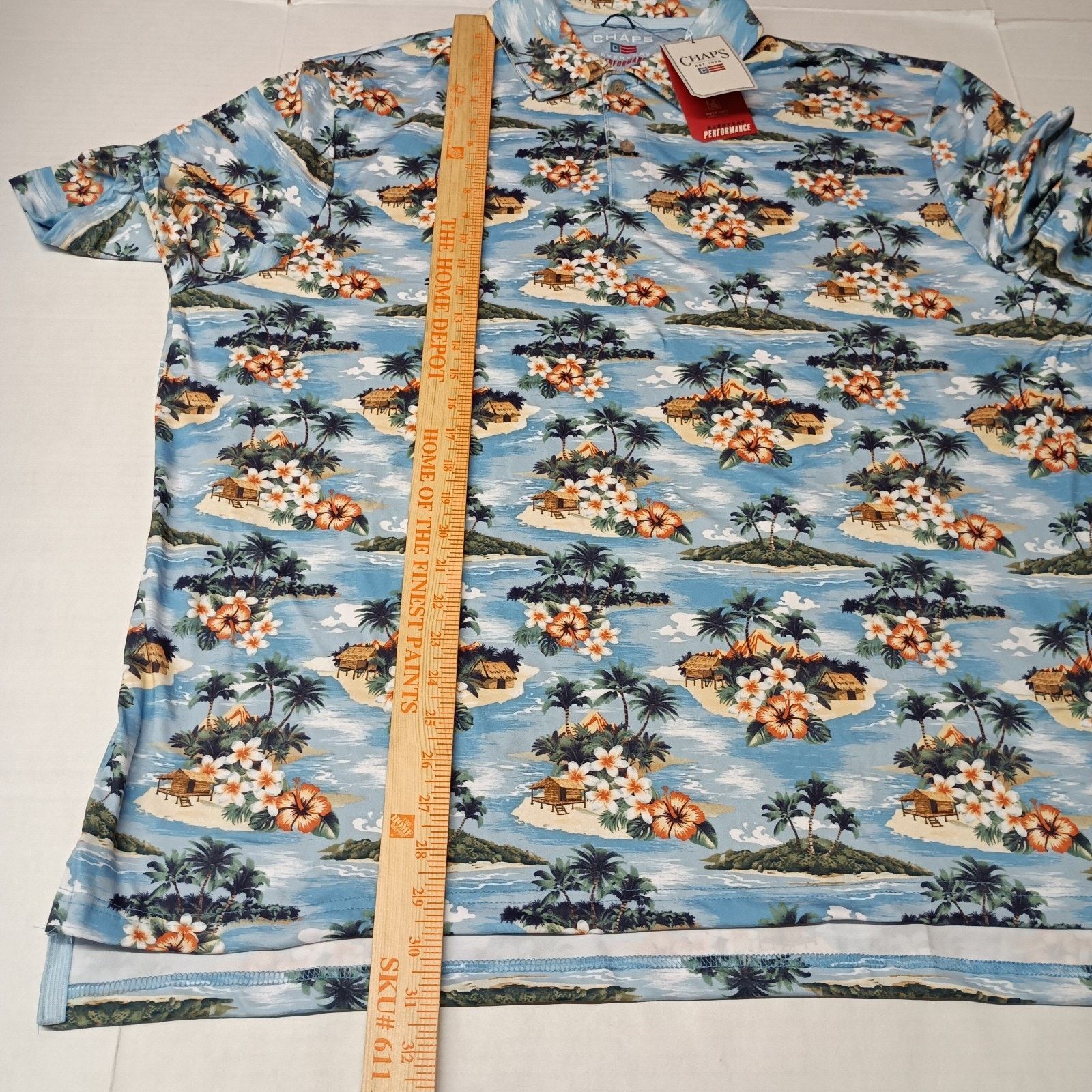 Chaps Chaps Polo Shirt Men's Size 2XL Blue Floral Moisture Wick Size US XXL / EU 58 / 5 - 5 Thumbnail