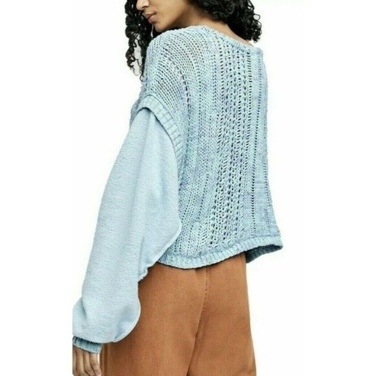 Free People Free People Sweater Siren Blue cable knit X-Small A001591 Size XS / US 0-2 / IT 36-38 - 3 Thumbnail