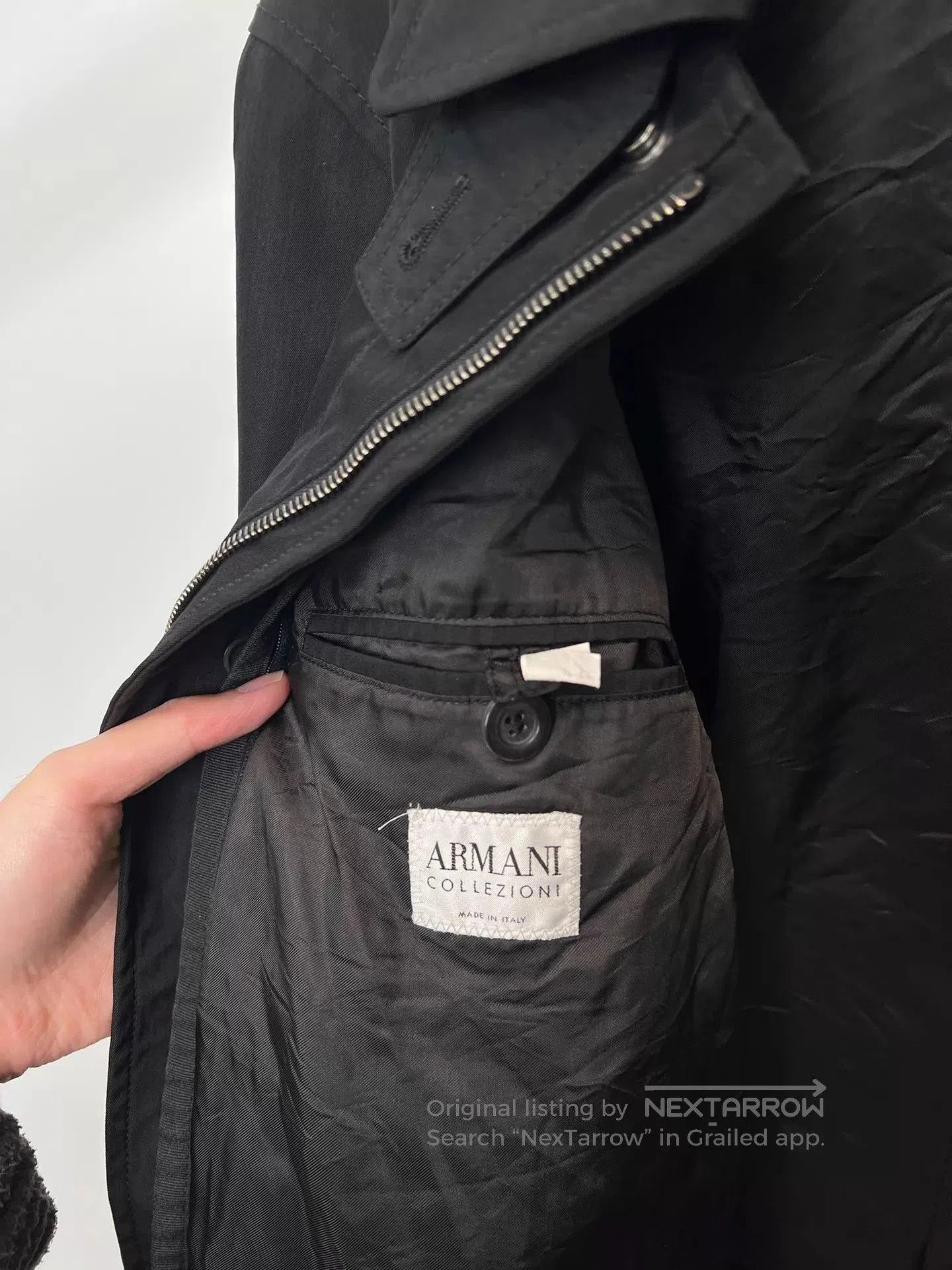 Armani Black Long Coat . Size US L / EU 52-54 / 3 - 6 Thumbnail