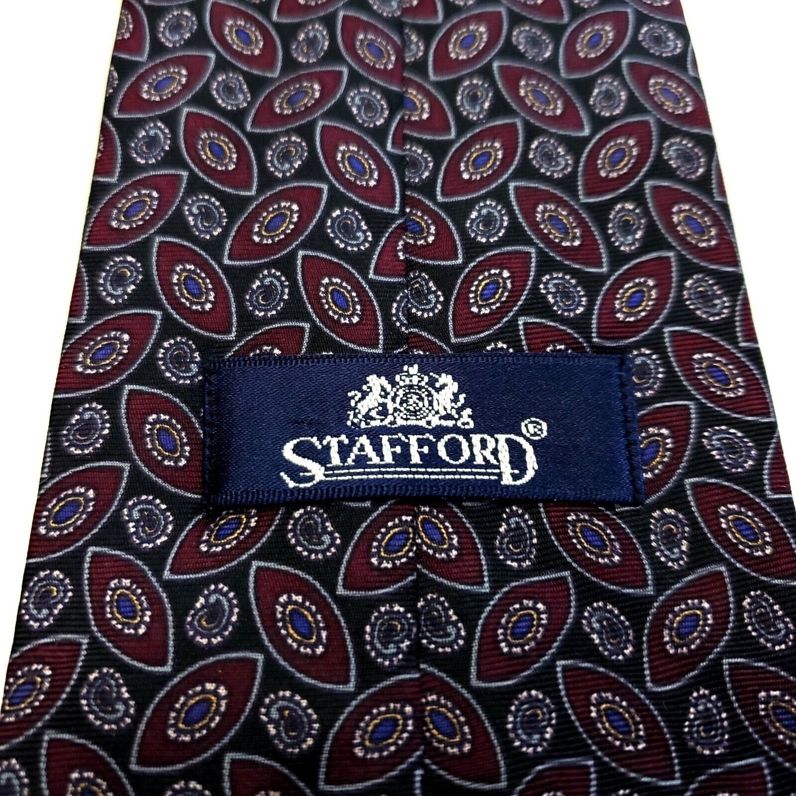 Stafford Stafford Black Purple Print Geometric Short Wide Silk Tie Size ONE SIZE - 3 Thumbnail