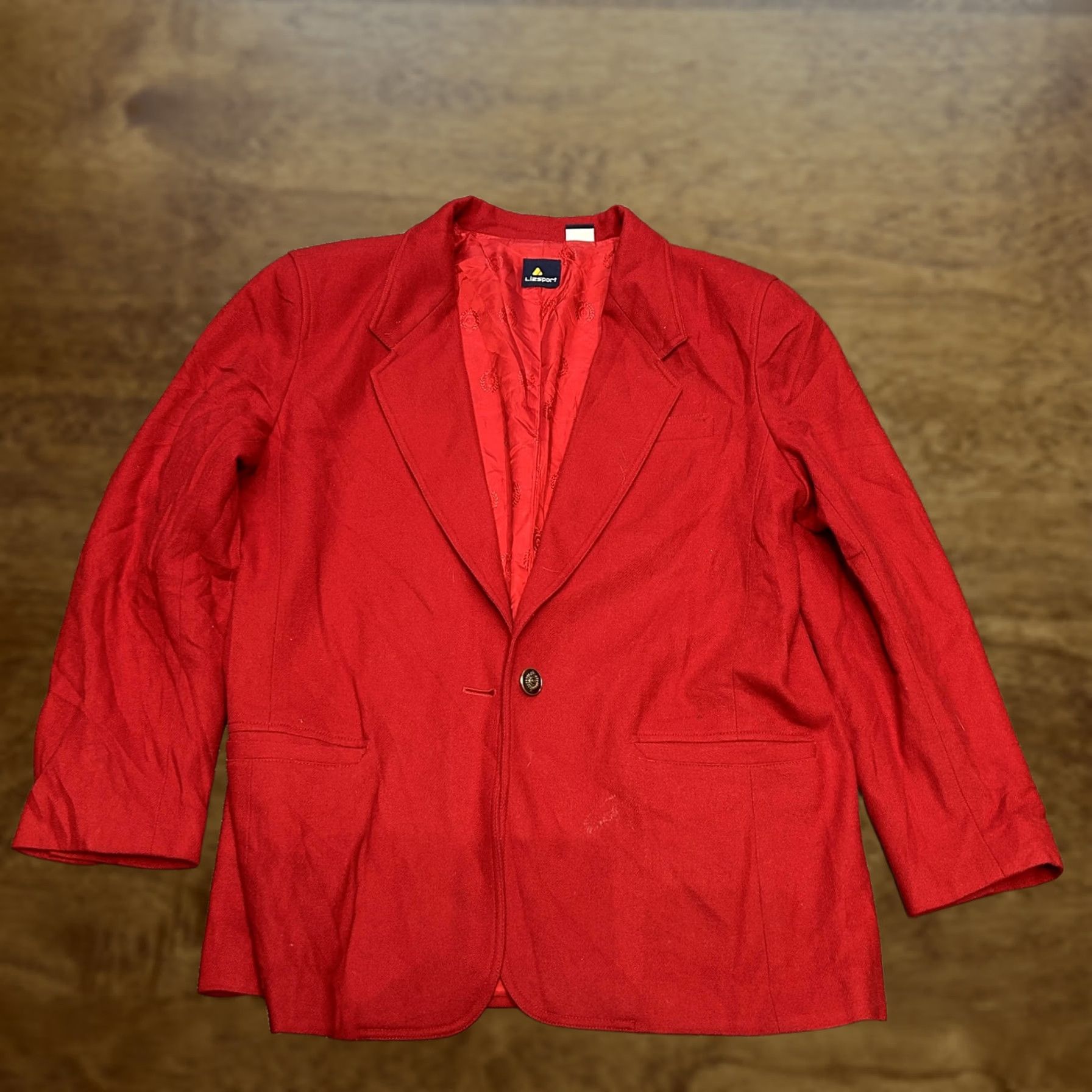 Liz Claiborne VINTAGE Lizsport Blazer Womens Medium Large Red One Button Lined Jacket 90s Size M / US 6-8 / IT 42-44 - 1 Thumbnail