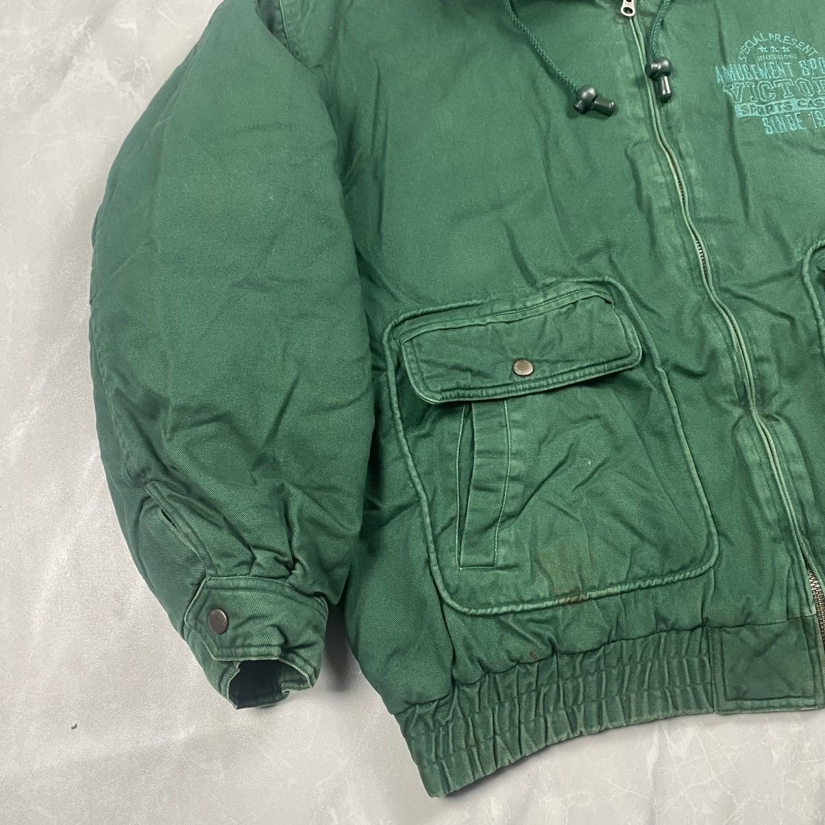 Japanese Brand Vintage 90s Whsky Jack Wide Boxy Hooded Bomber Size US XXL / EU 58 / 5 - 2 Thumbnail
