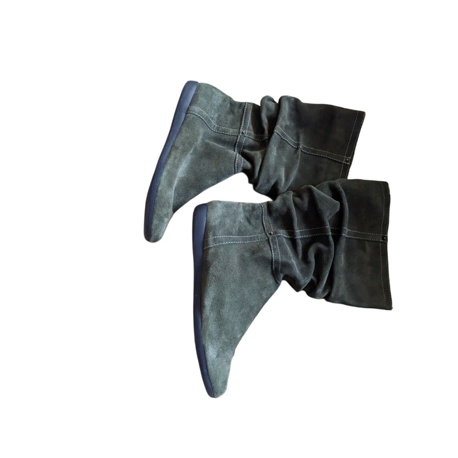 Bass Bass Suede Slouch Boots Green Elevated Flats 7 1/2 Matilda Size US 7.5 / IT 37.5 - 8 Thumbnail