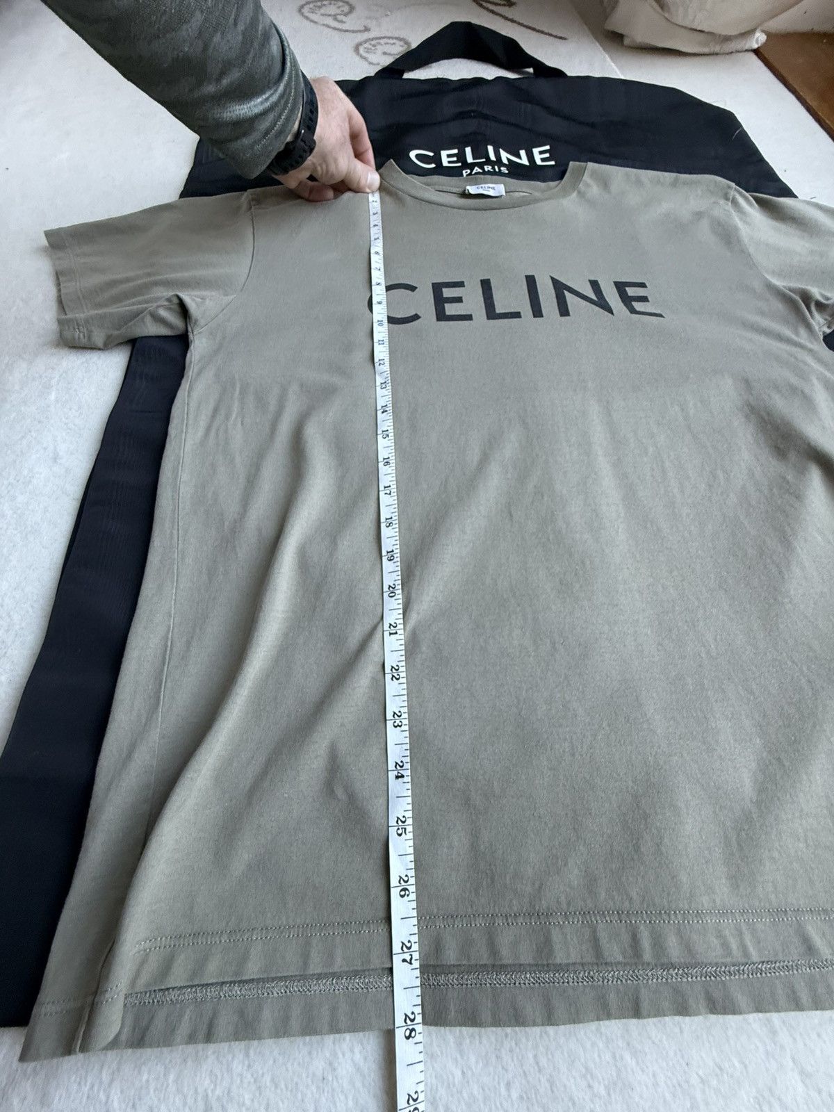 Celine Celine logo t shirt Hedi Slimane khaki green M grail Size US M / EU 48-50 / 2 - 6 Thumbnail
